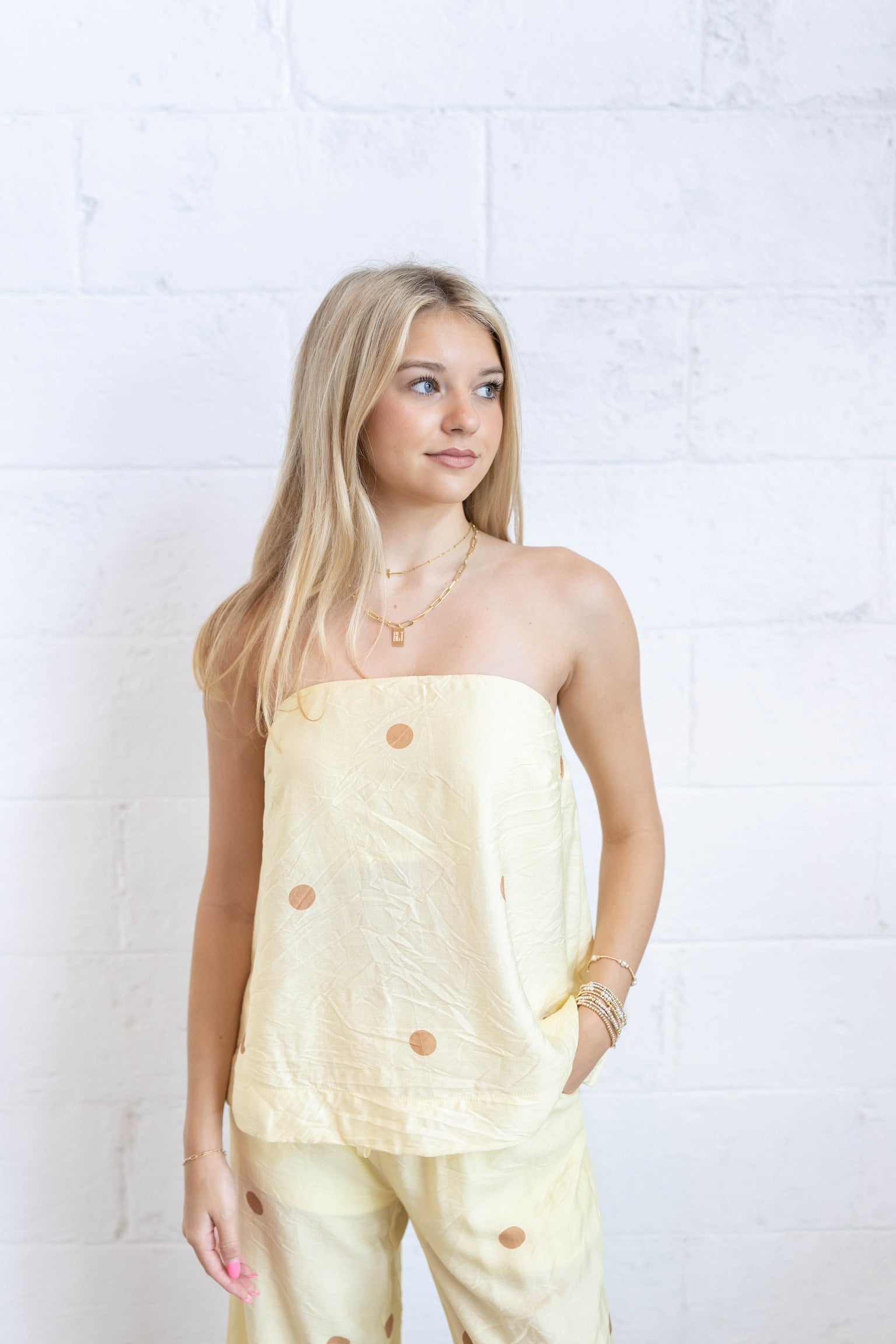 Lemon Polka Dot Top
