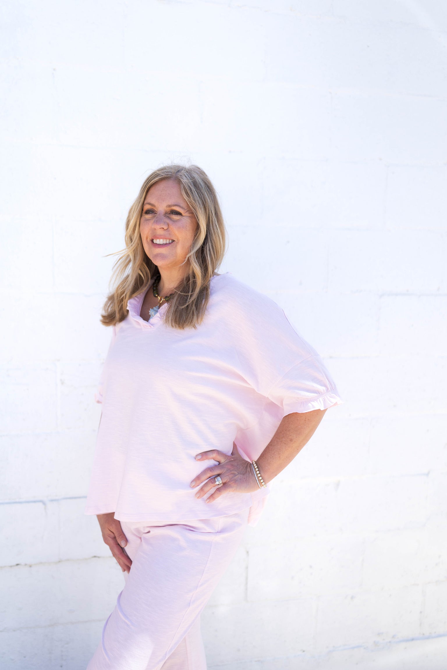 Amelia Blush Ruffle Tee