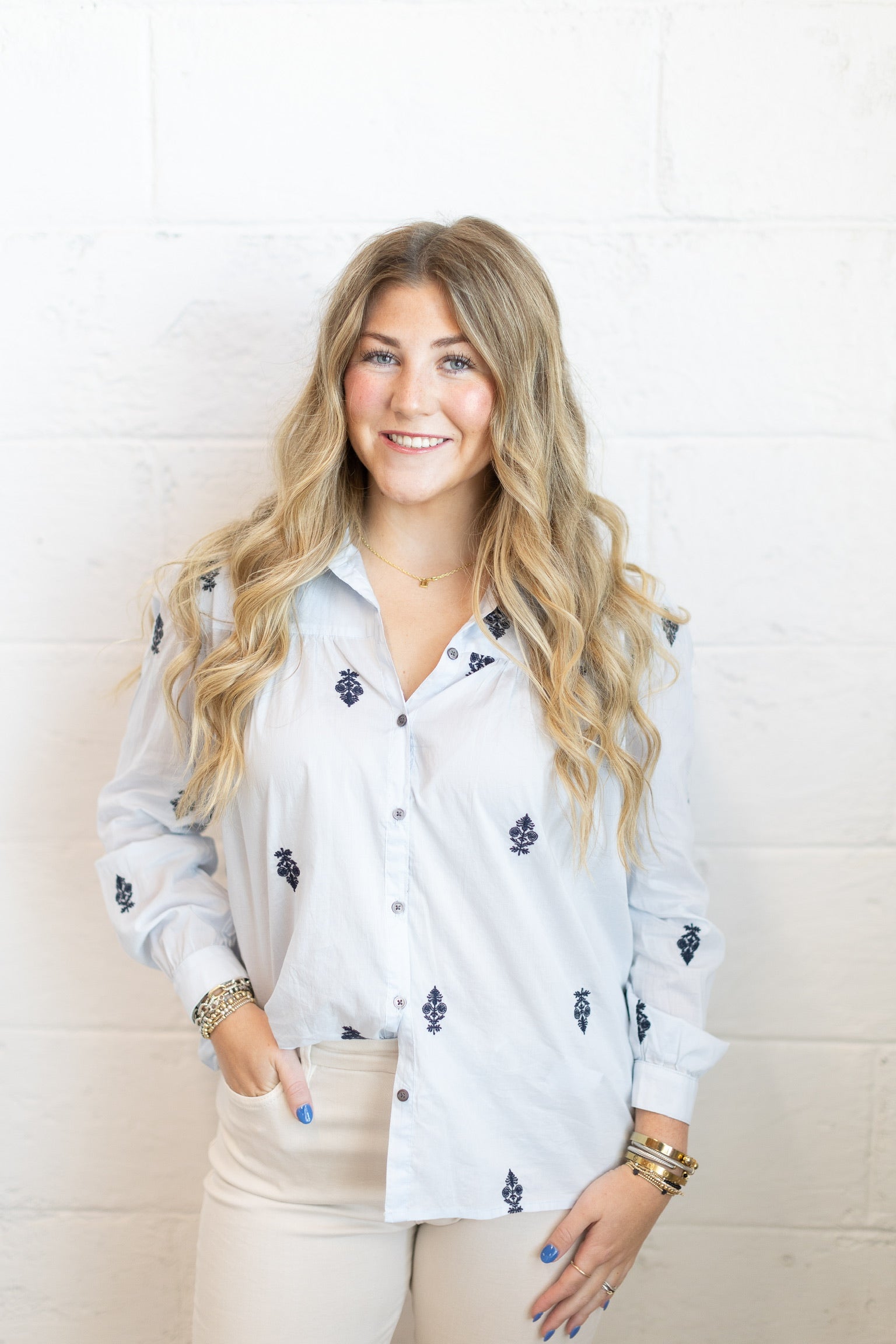 Nasrin Milky Blue Top