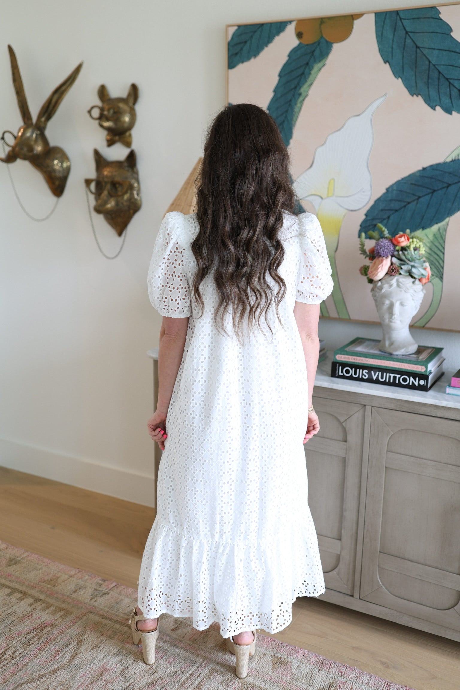 White Eyelet Midi Dress