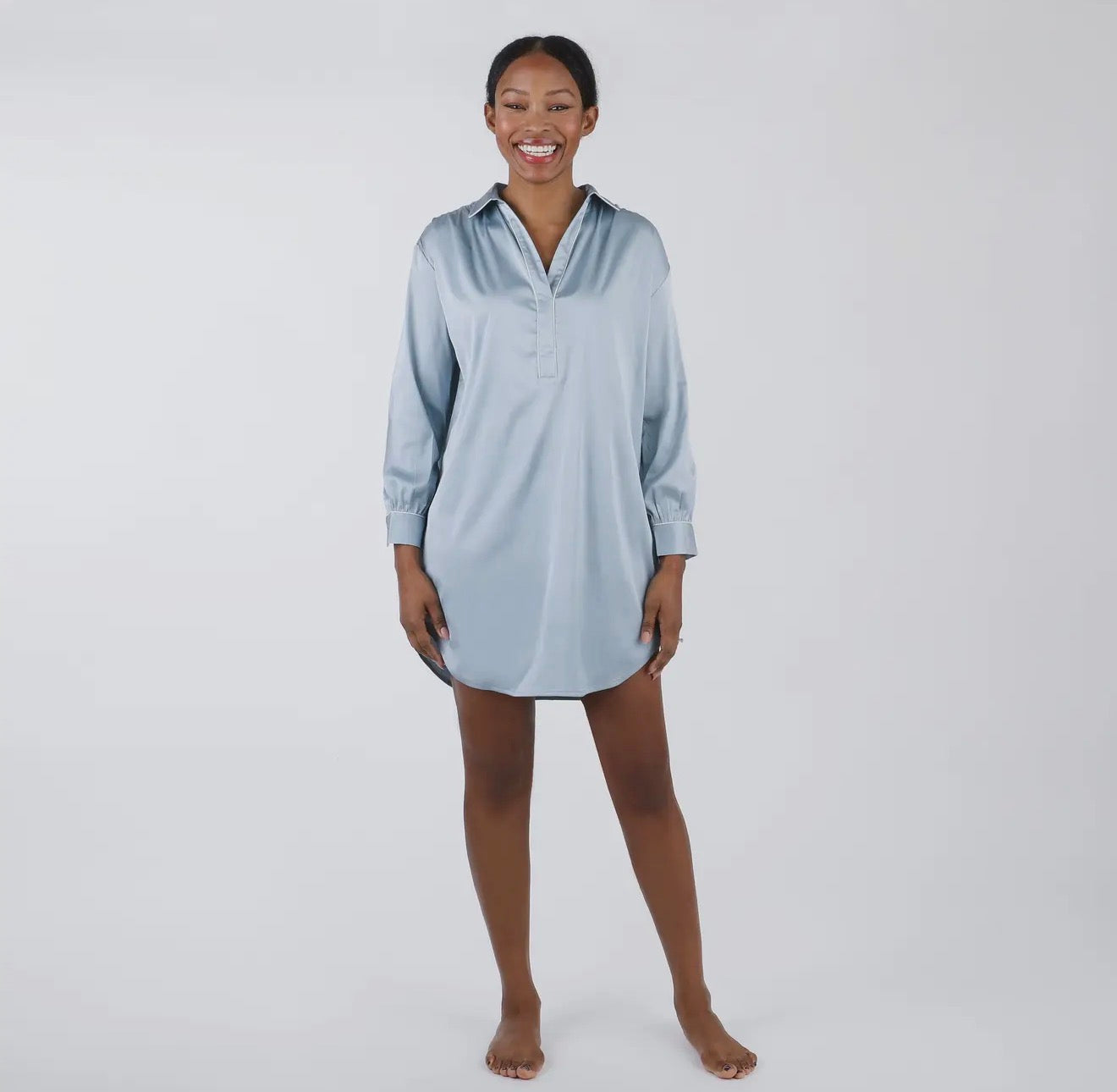 Blue Chloe Satin Nightshirt
