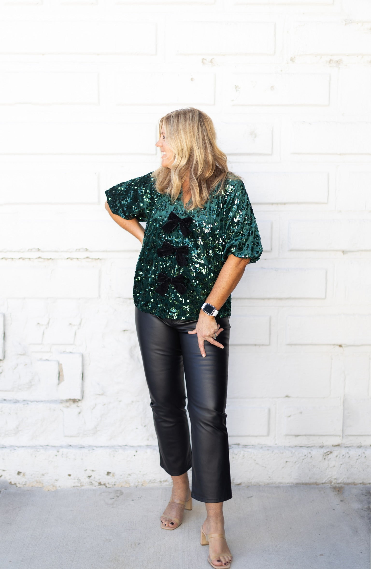 Green Sequin Holiday Top