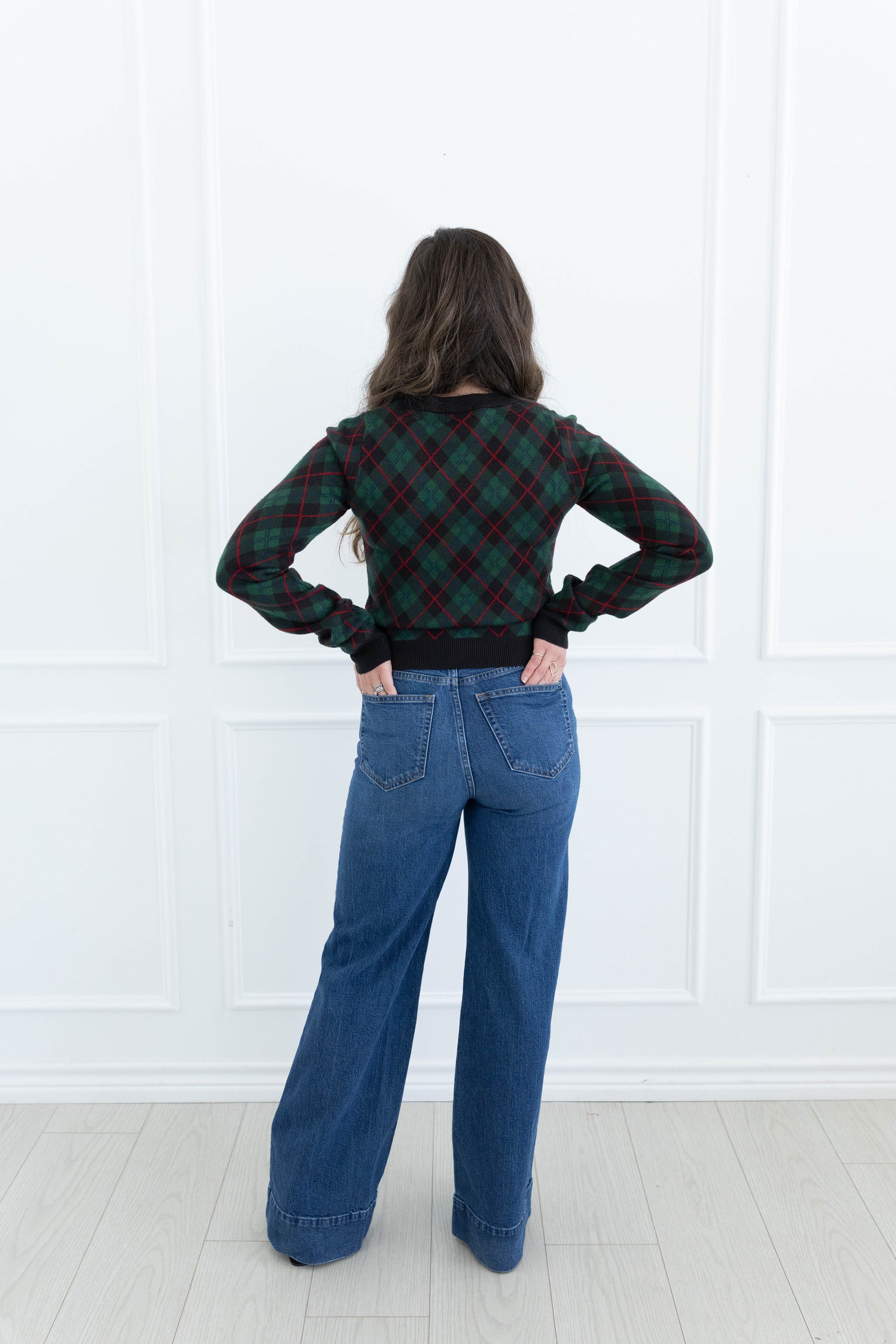 Mistletoe Plaid Tuck In Sweater