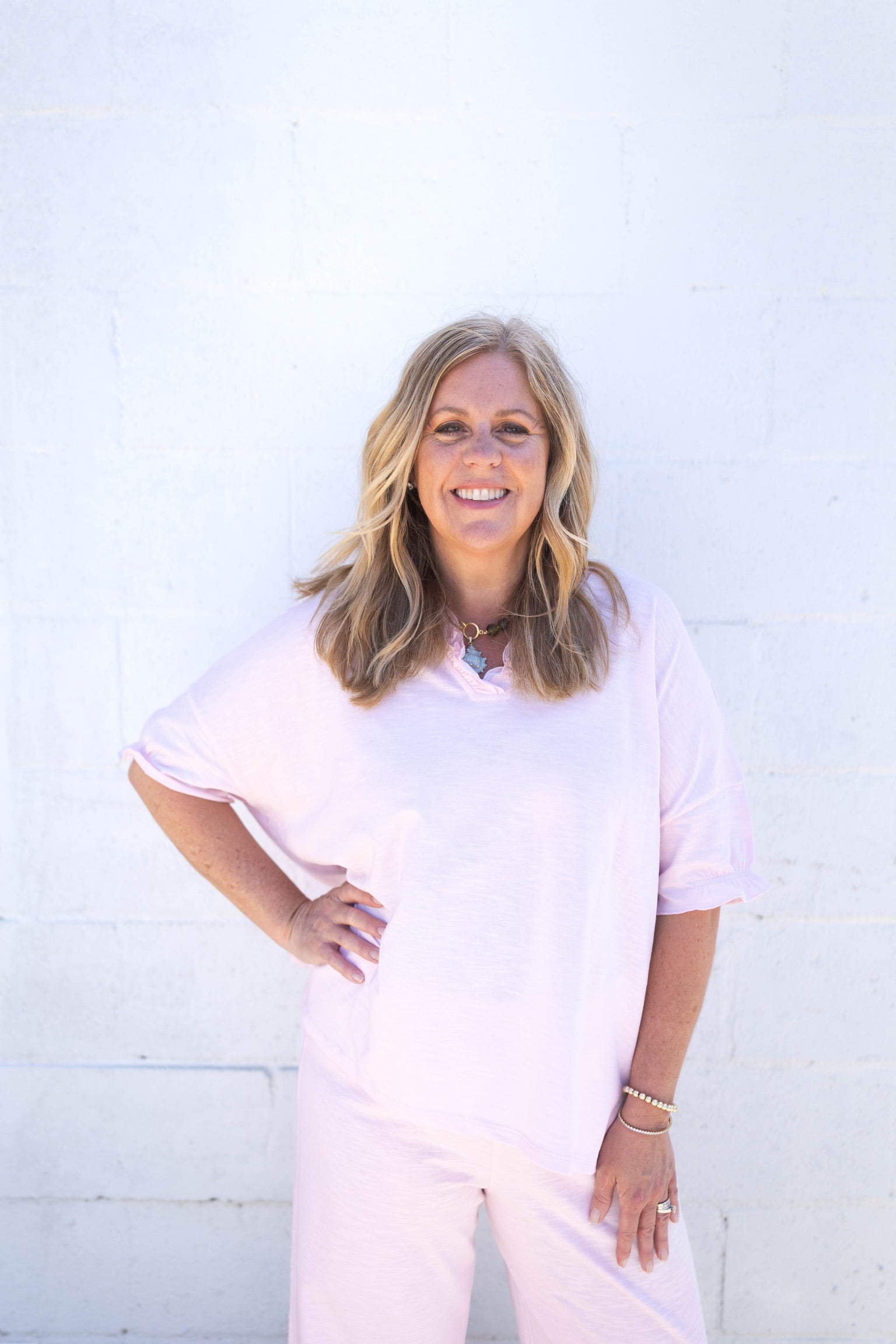 Amelia Blush Ruffle Tee