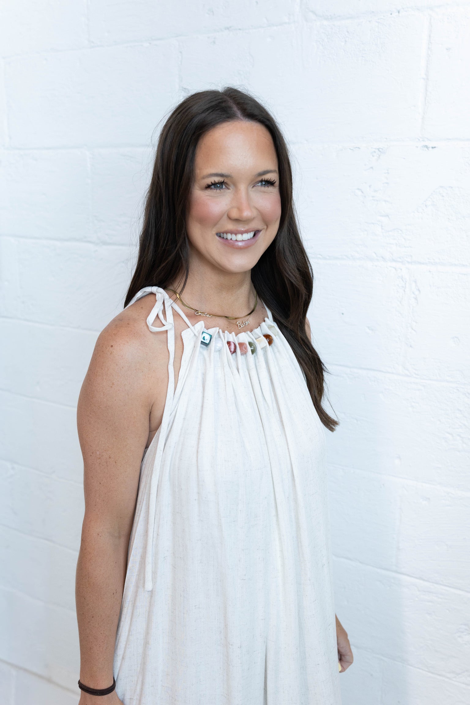 Beaded Linen Maxi Dress