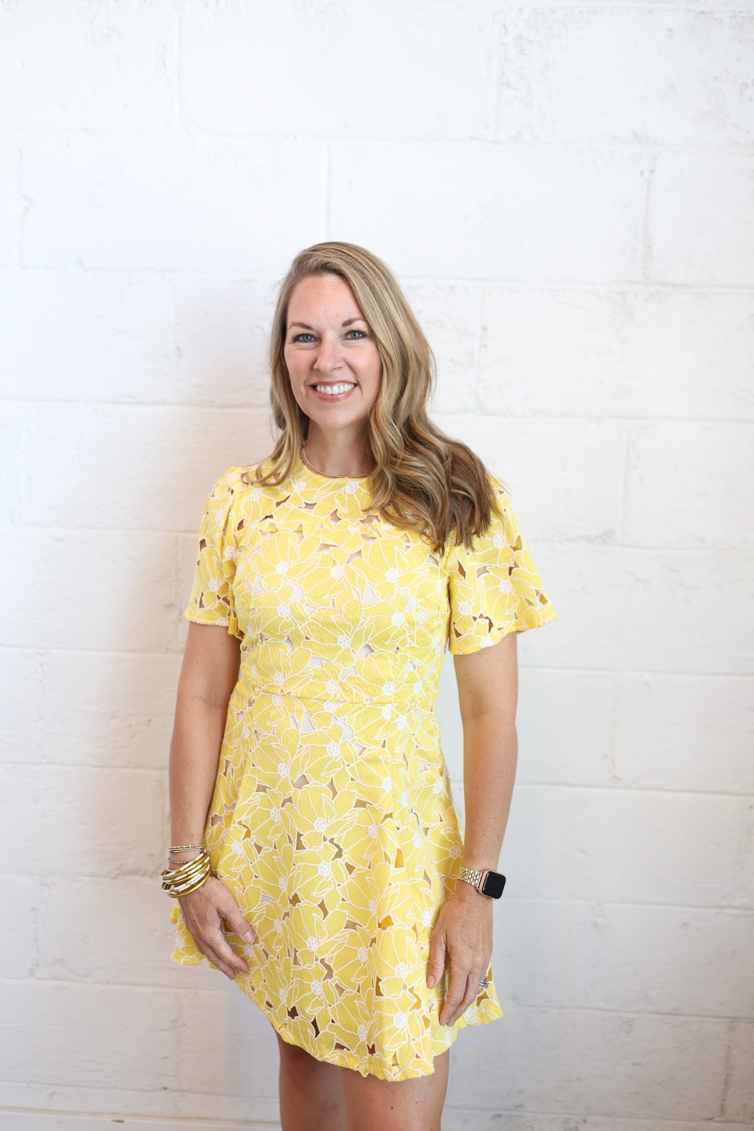 Yellow Lace Mini Dress