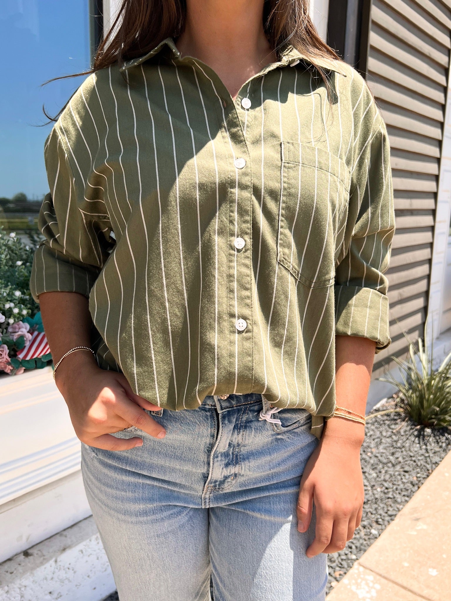 The Boyfriend Shirt, Ivory Stripe