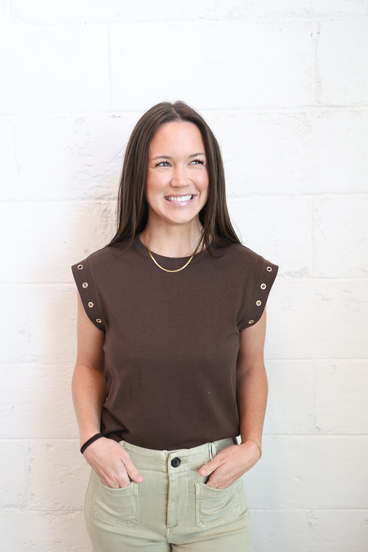 Dark Chocolate Camino Grommet Top