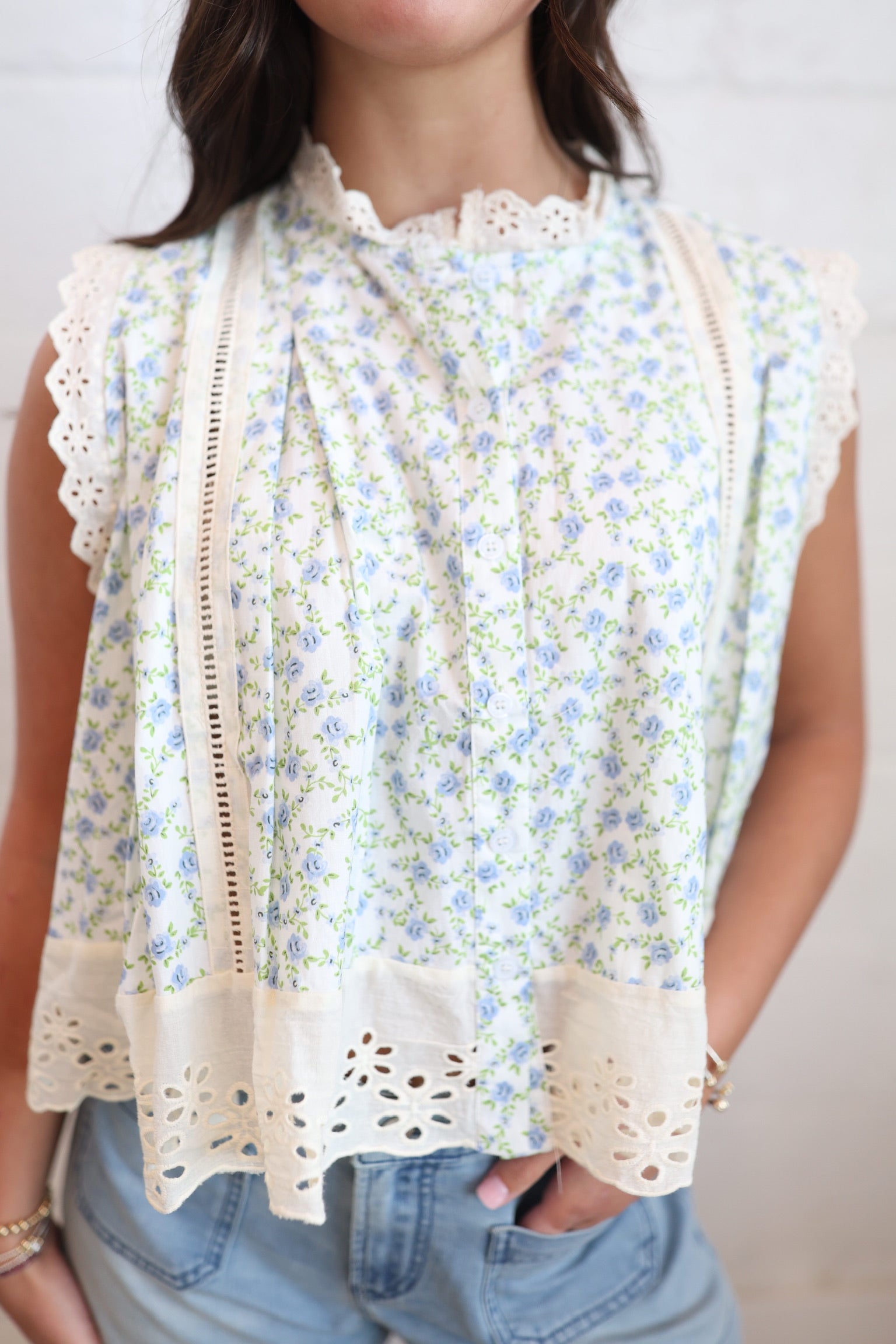 Gardenia Floral Eyelet Top