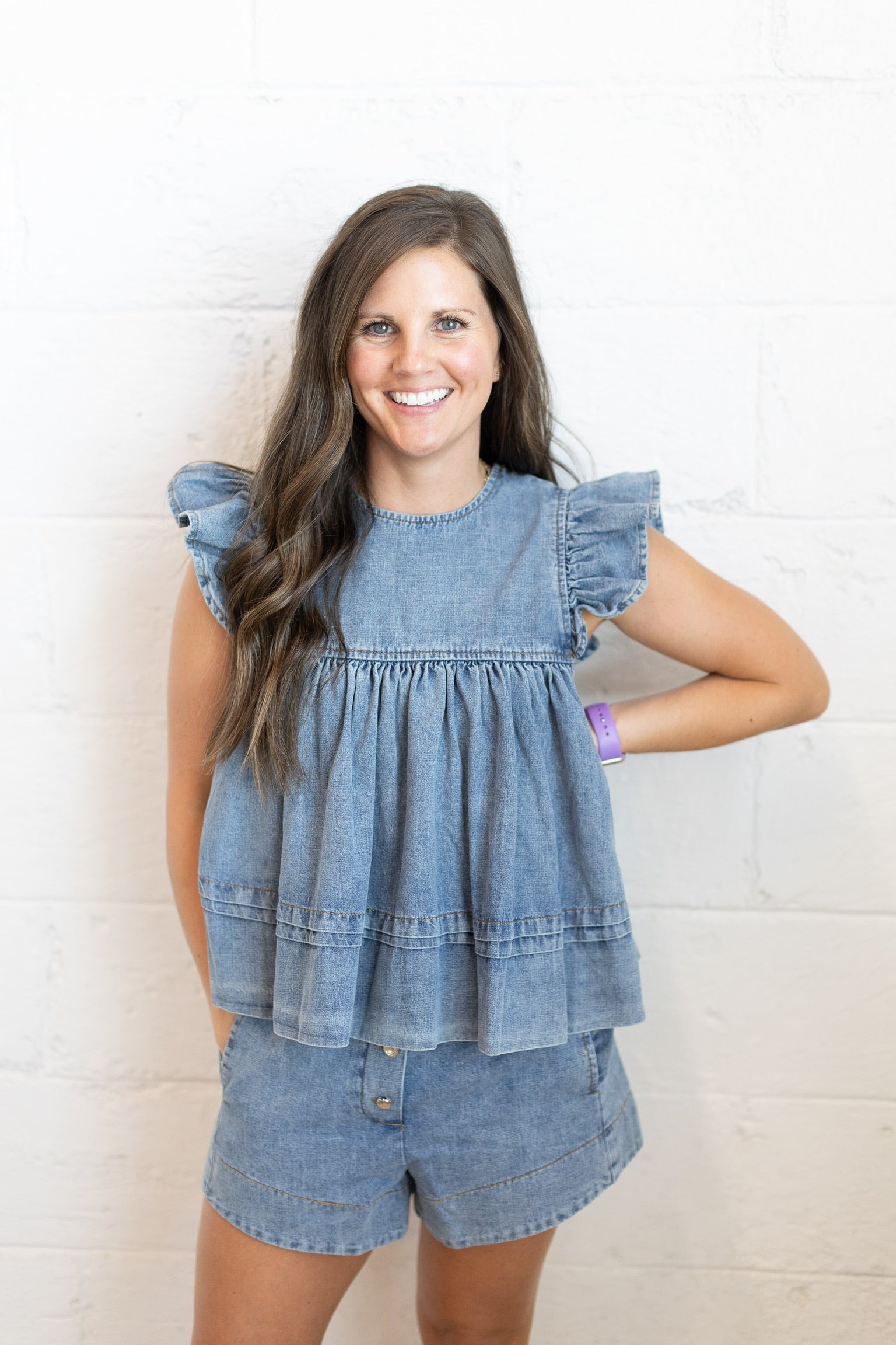 Leah Denim Pull On Shorts