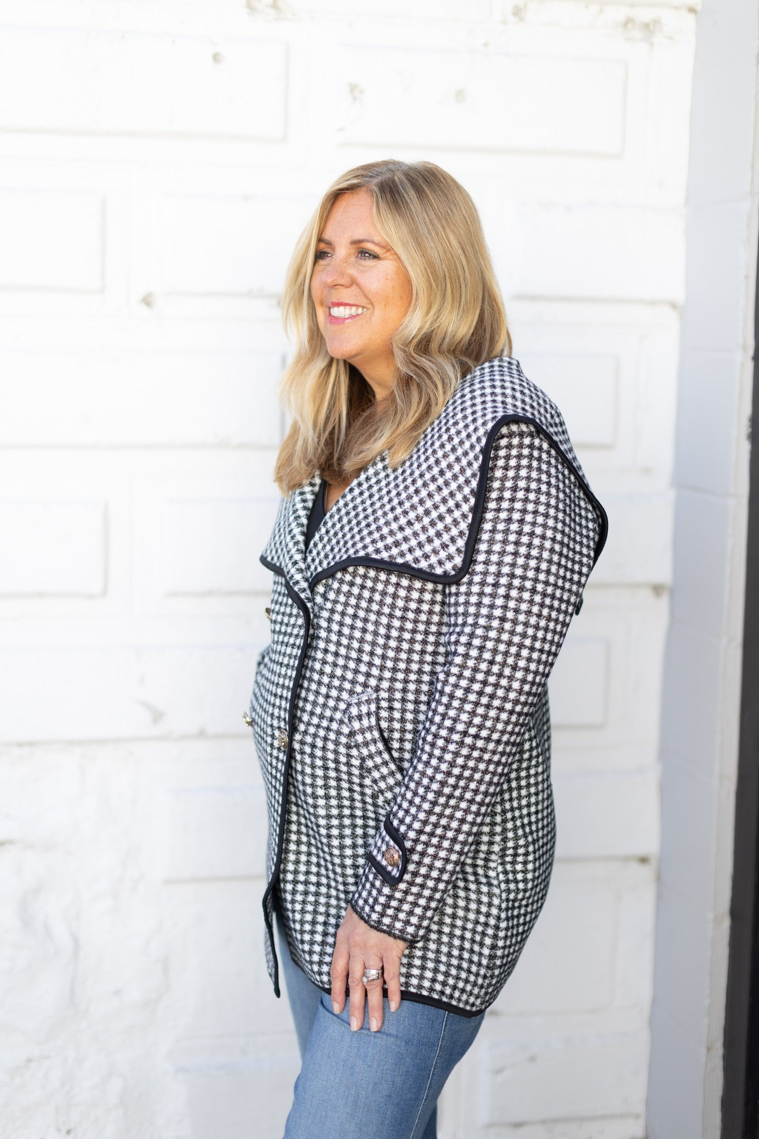 Houndstooth Tie Sweater Jacket