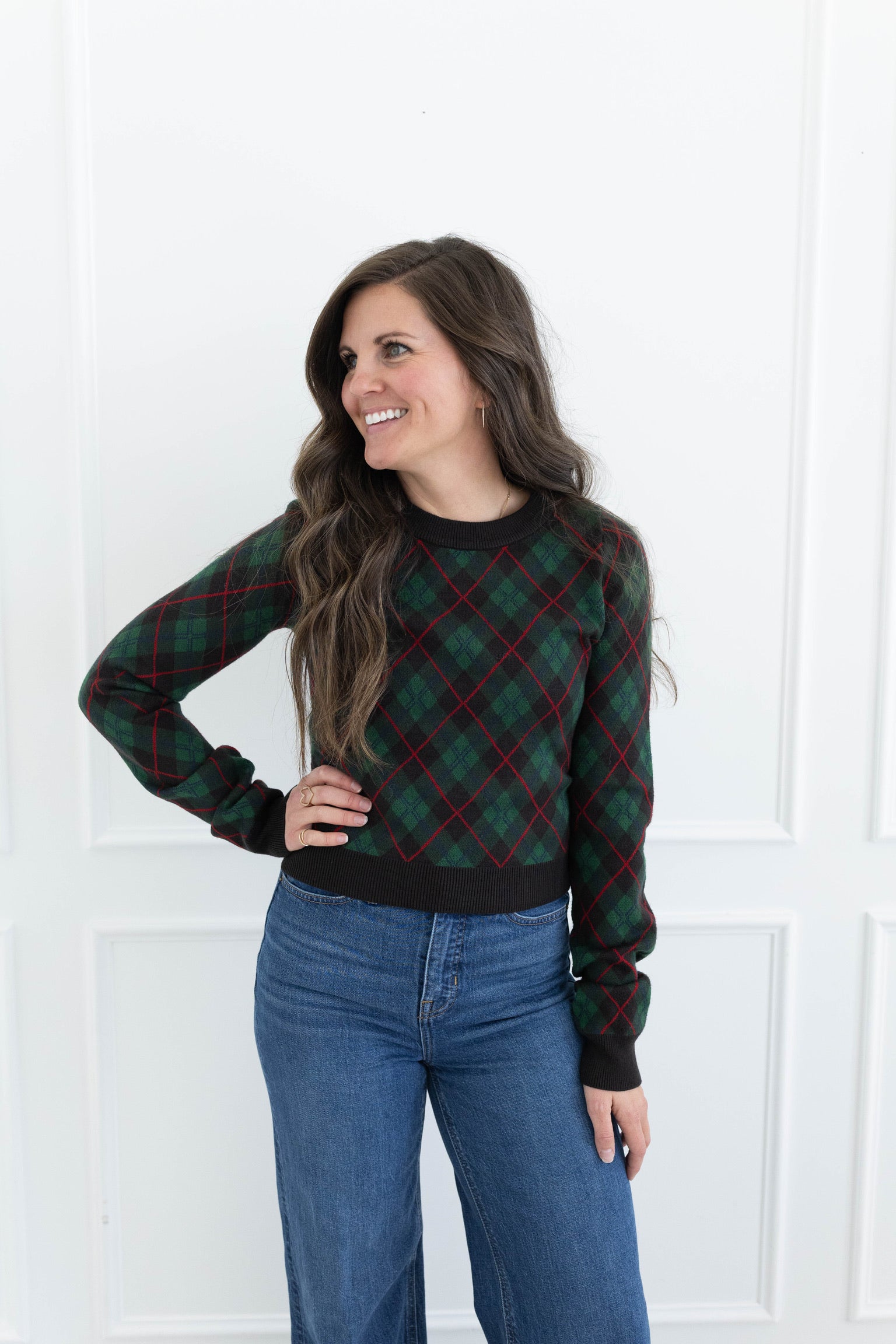 Mistletoe Plaid Tuck In Sweater
