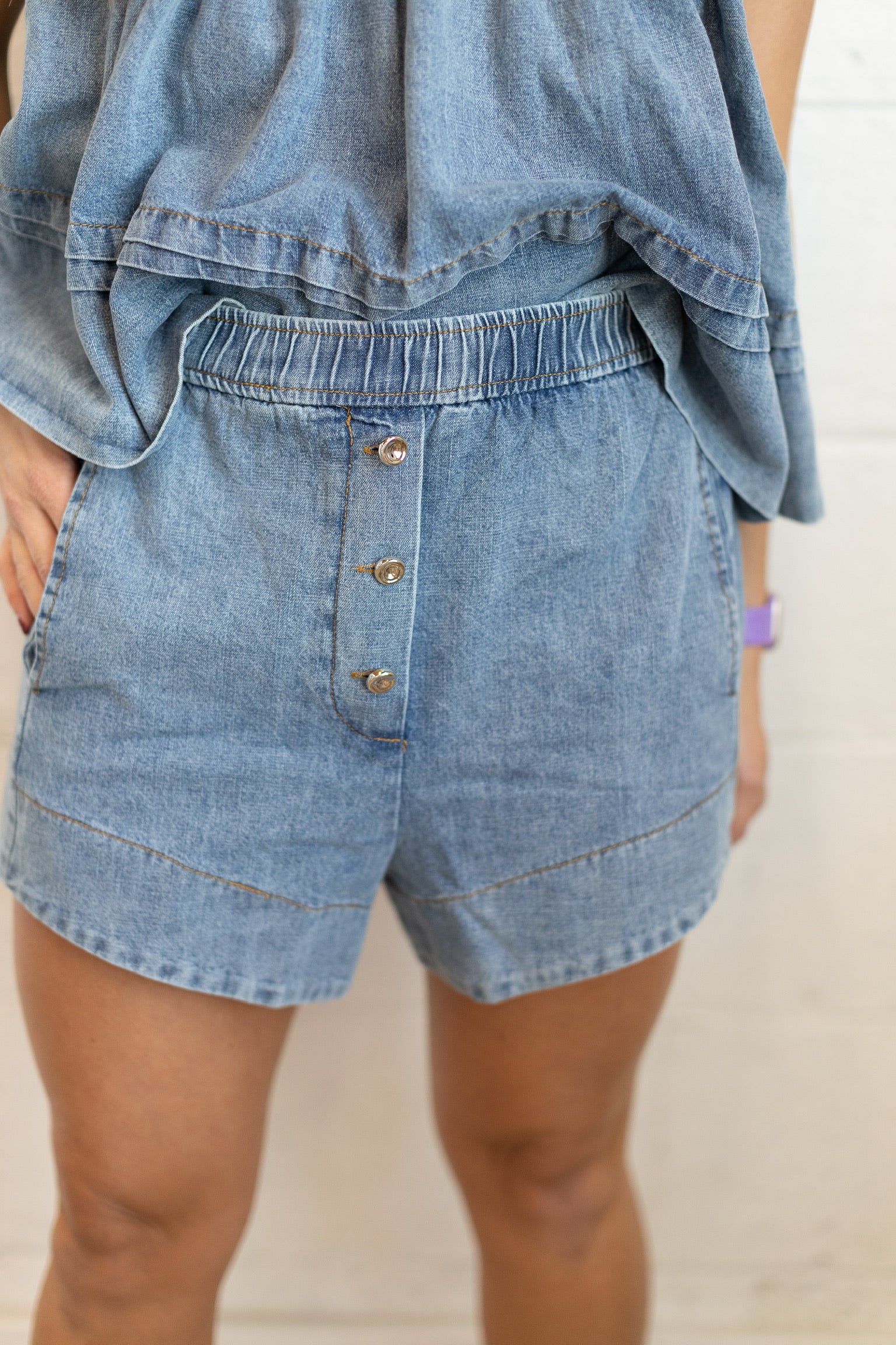 Leah Denim Pull On Shorts
