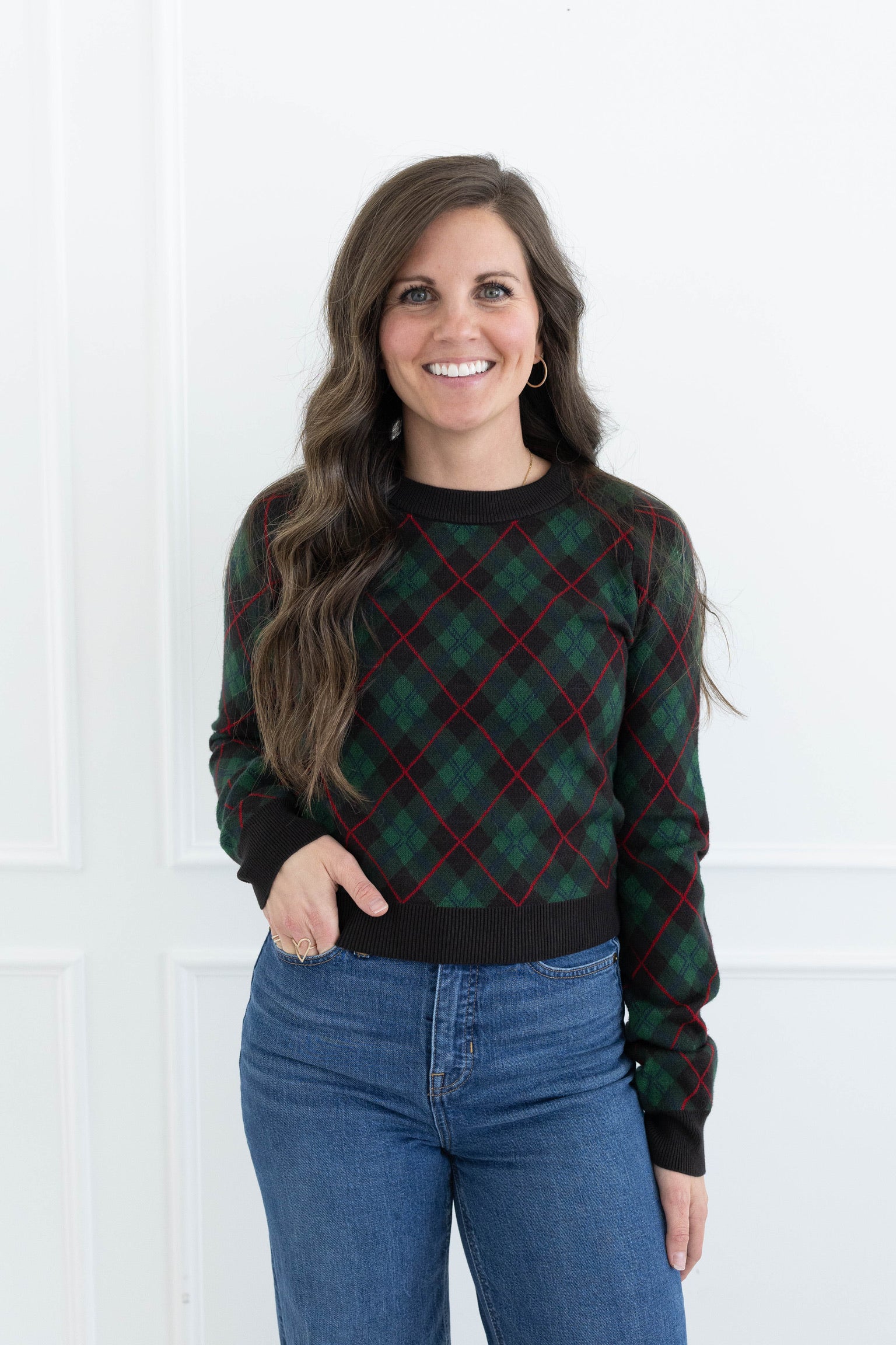 Mistletoe Plaid Tuck In Sweater