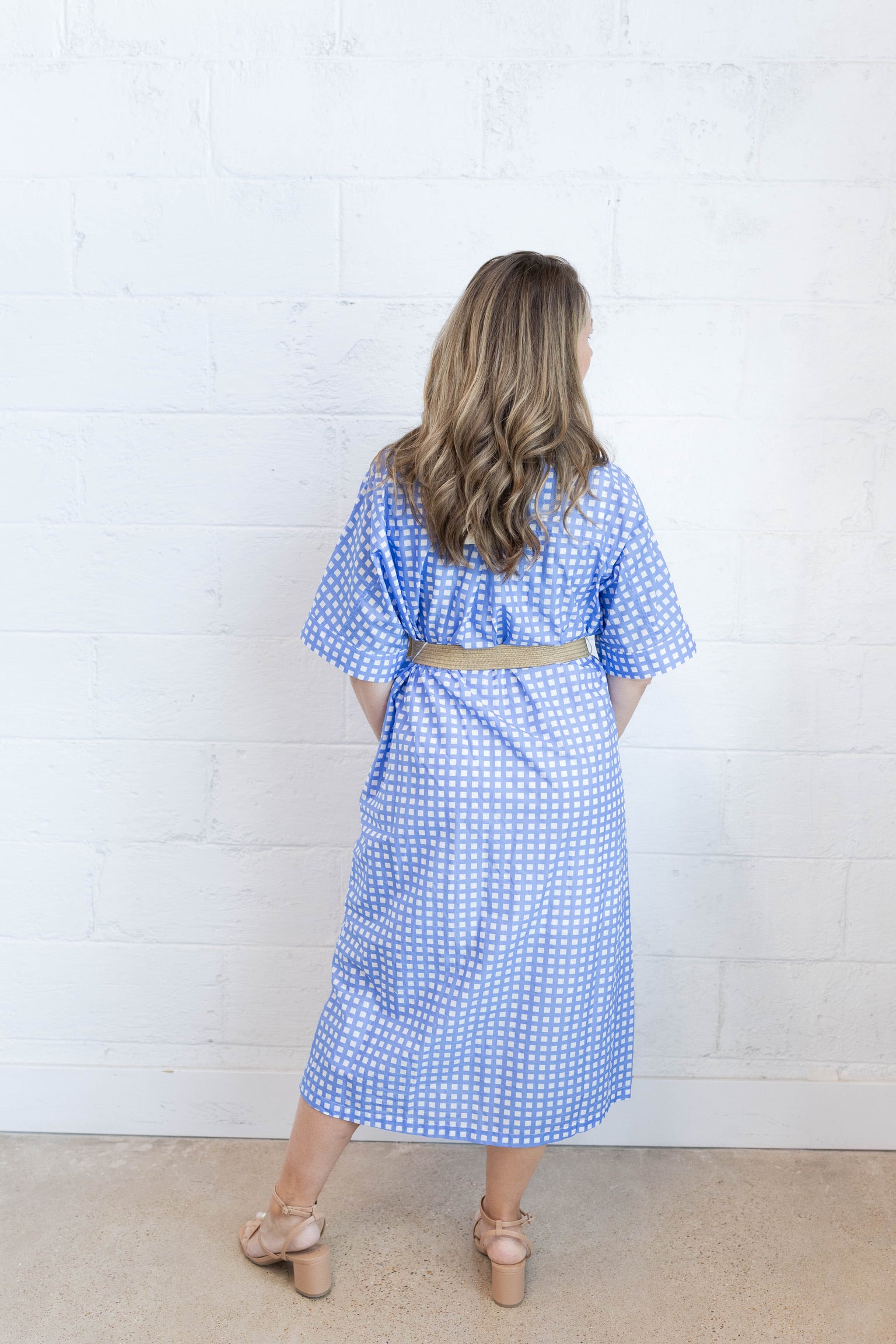 Sandy Plaid Midi Dress