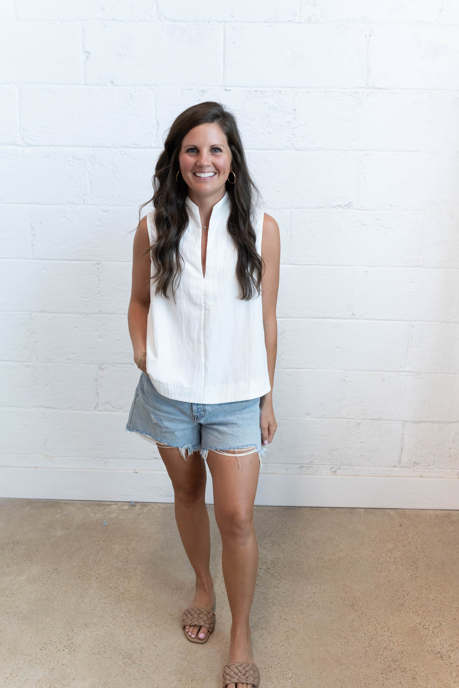 Stand Collar Sleeveless Top