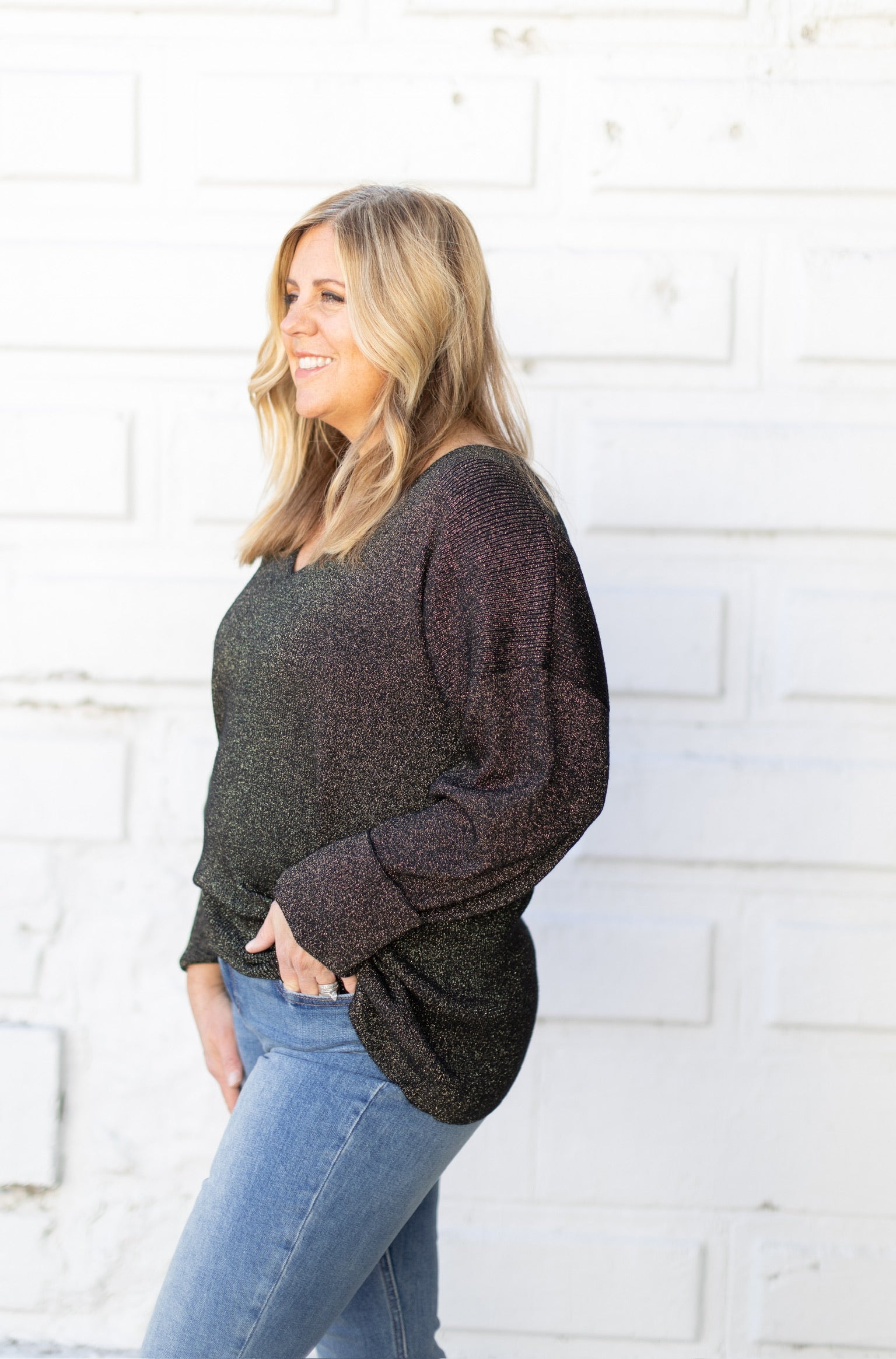 Goldie Sparkle V-Neck Sweater