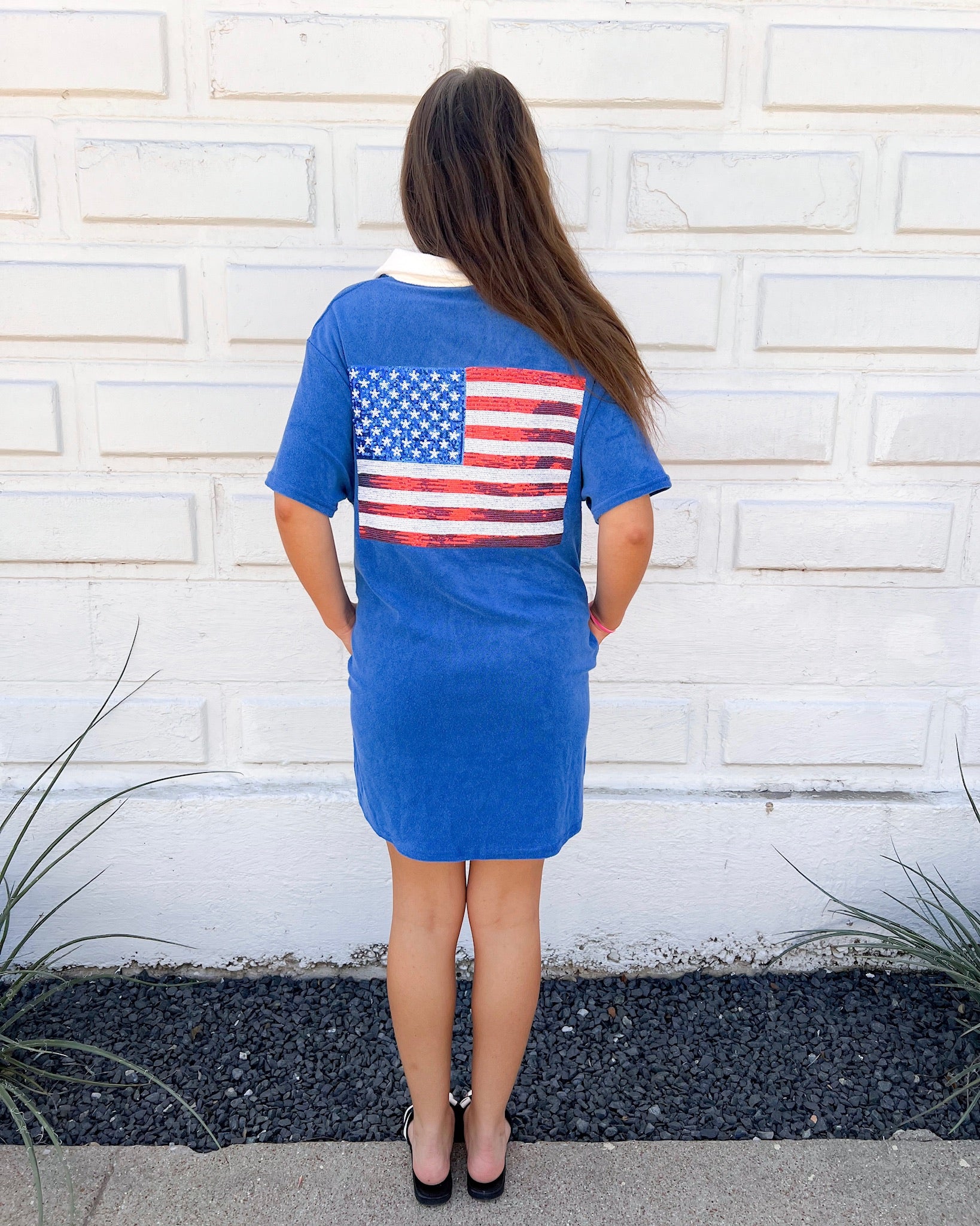 Terrycloth Sequin Flag Coverup