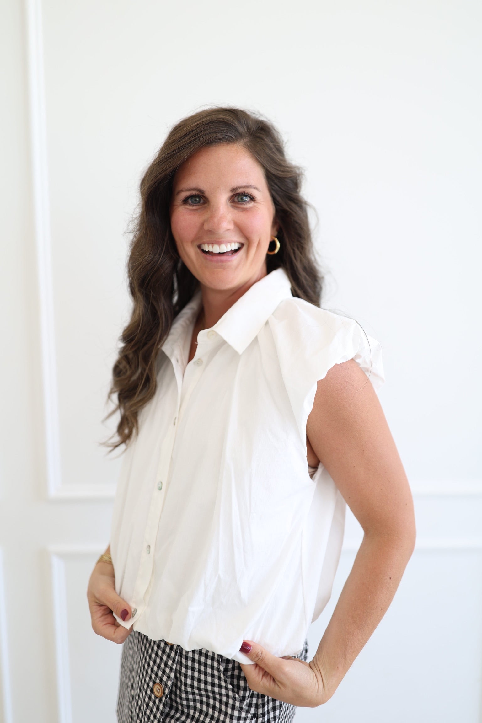 Whitney White Bubble Button Down