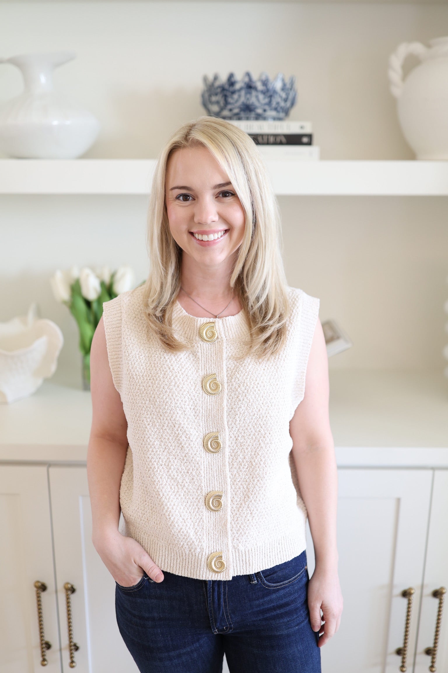 Seashell Button Down Vest