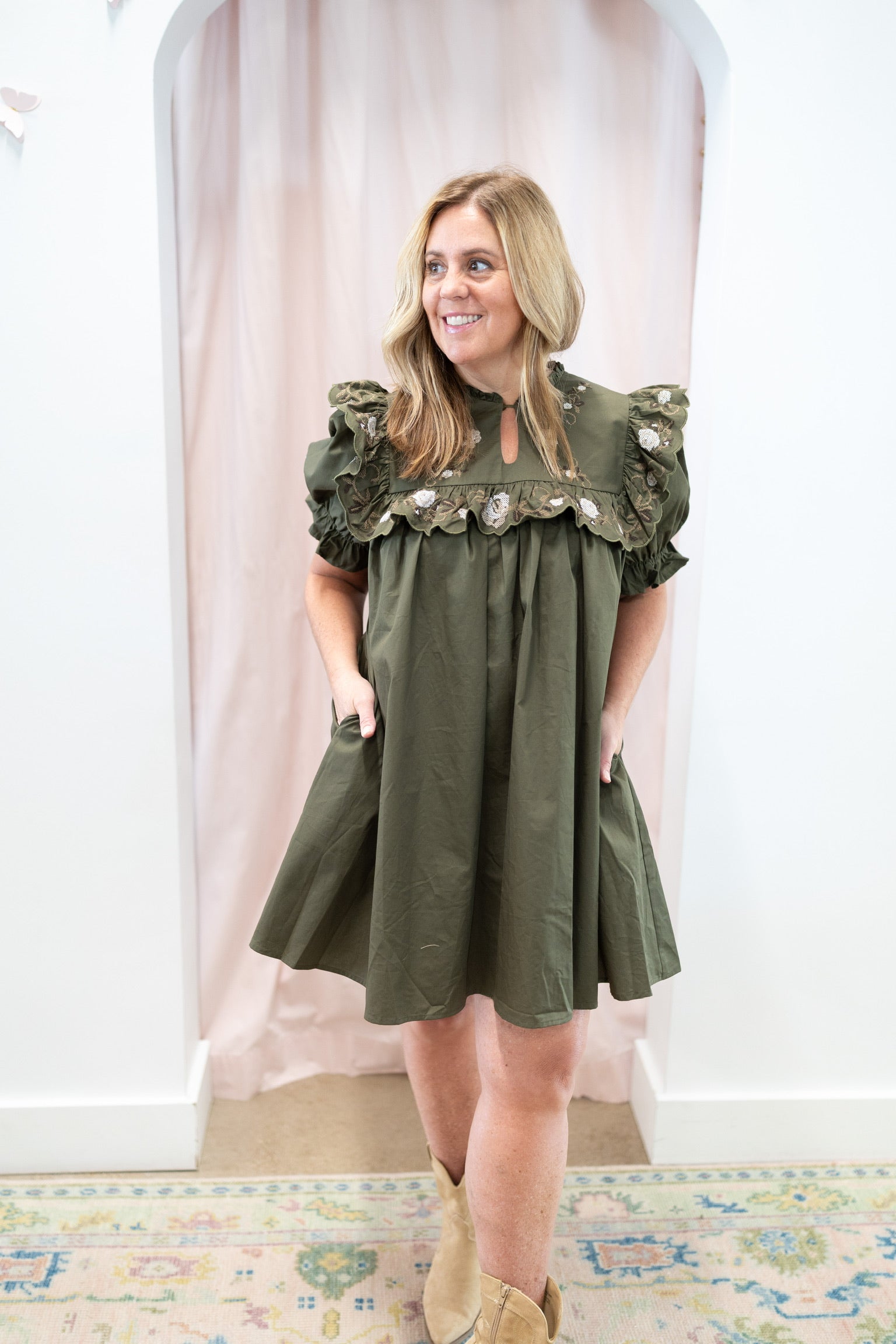 Sera Olive Dress