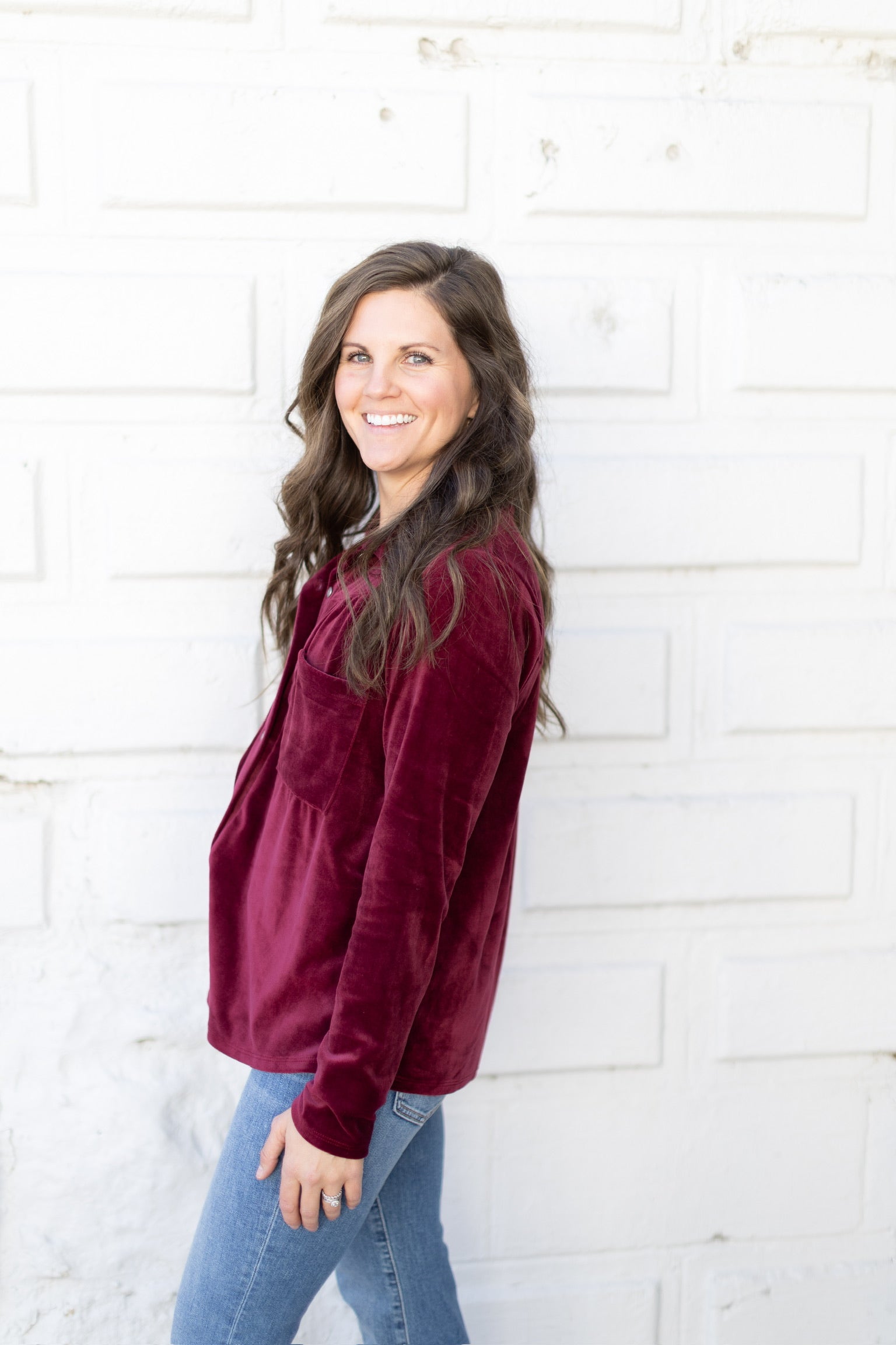 Cranberry Velvet Top