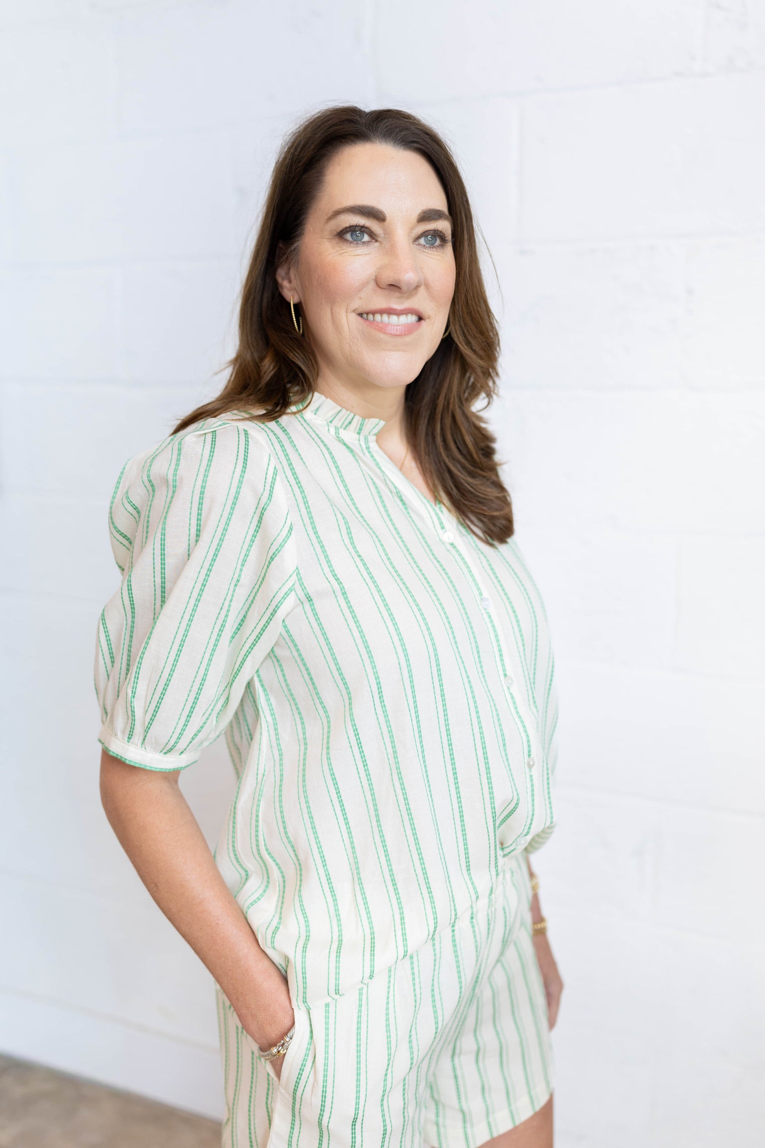 Gracie Green Stripe Top