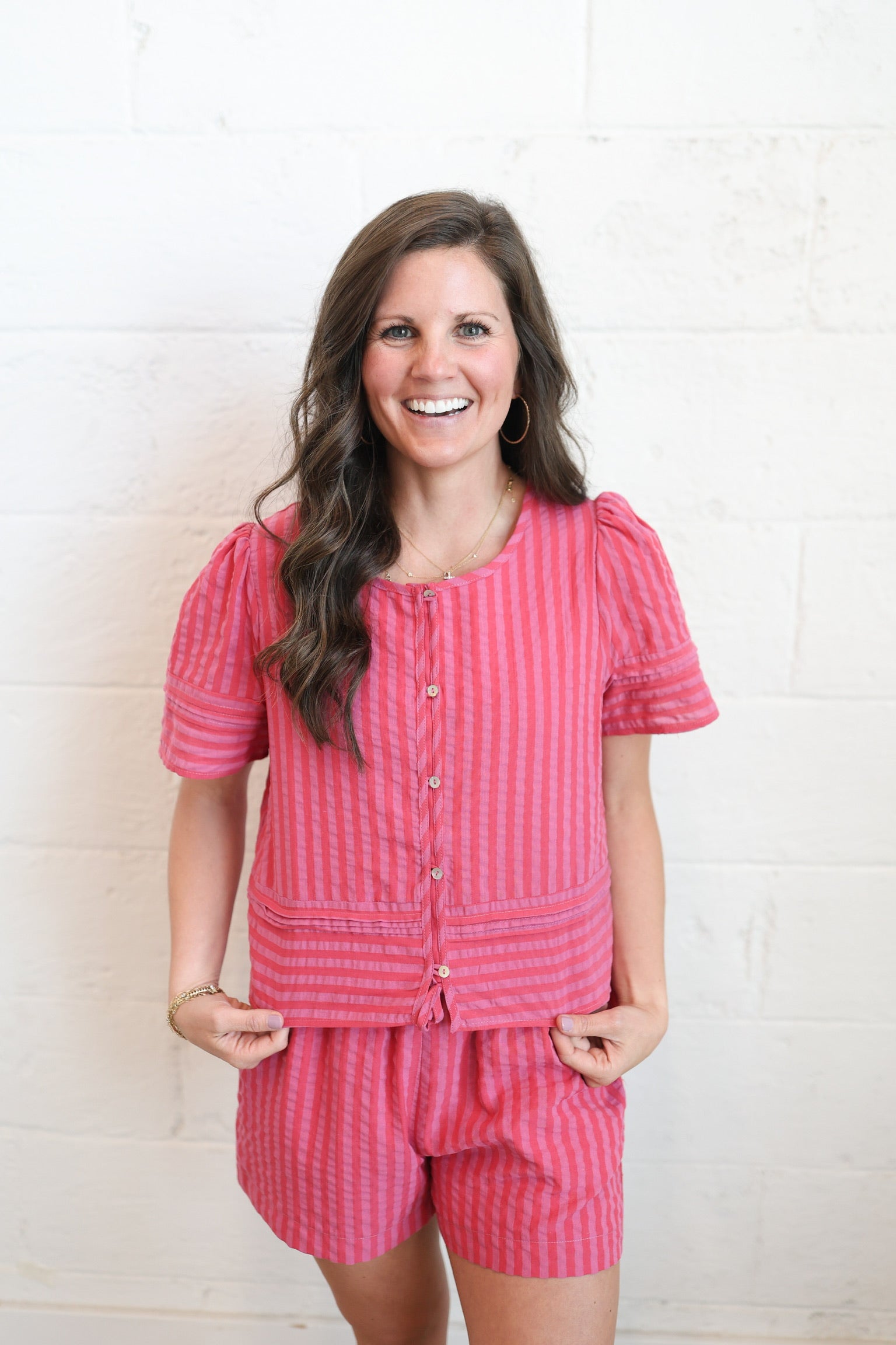 Pink Raspberry Stripe Top