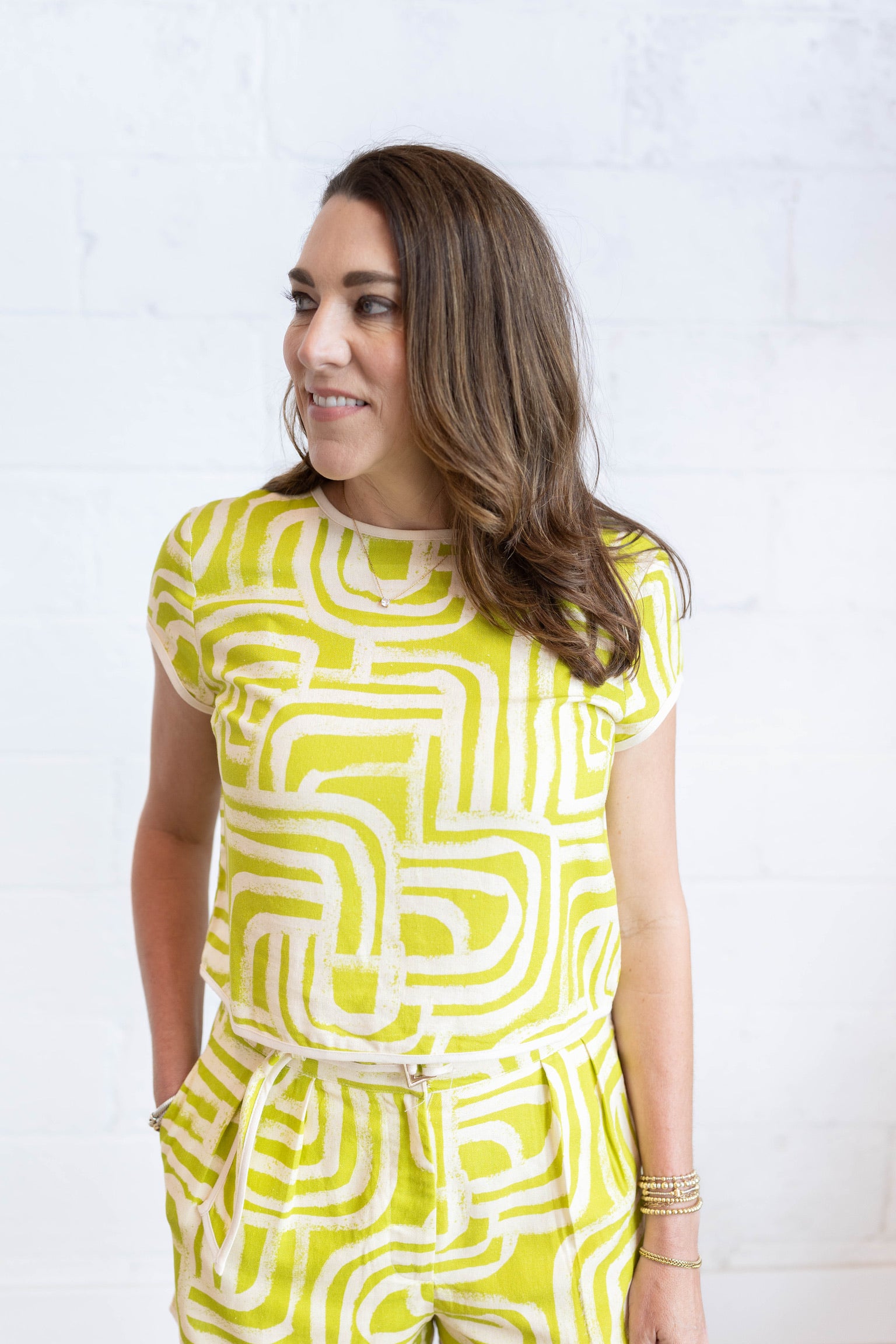 Linnea Matcha Maze Top