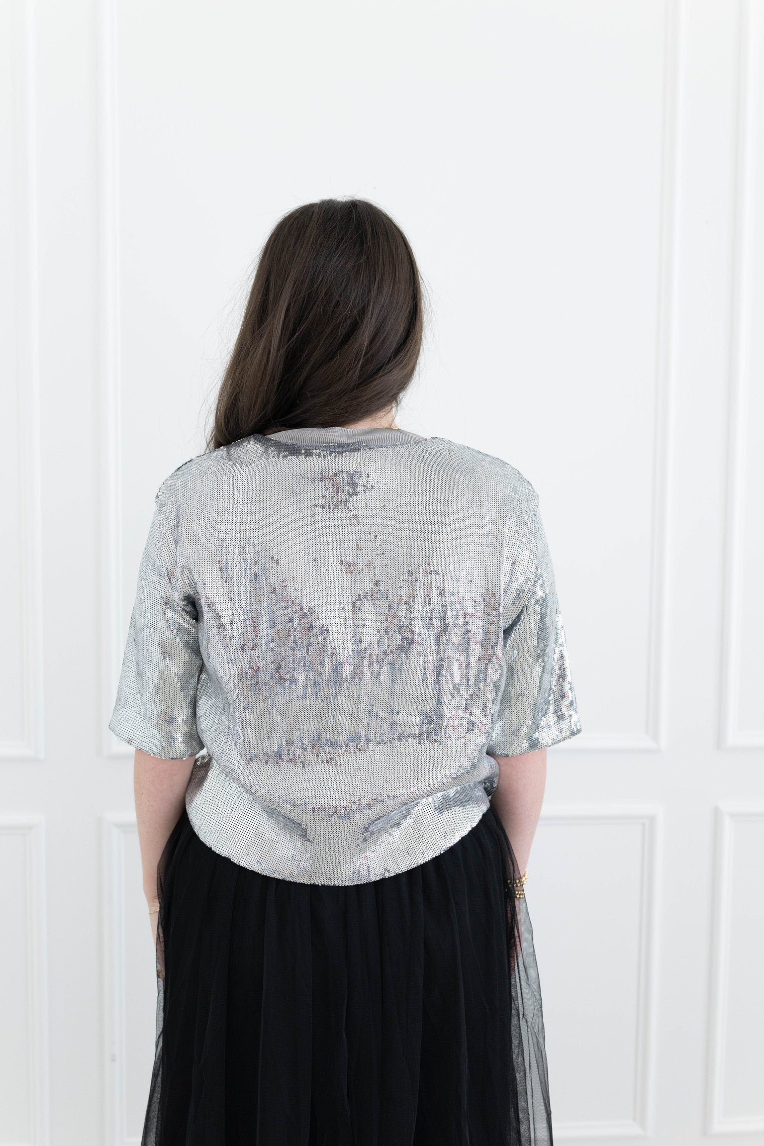 Sabrina Silver Sequin Top