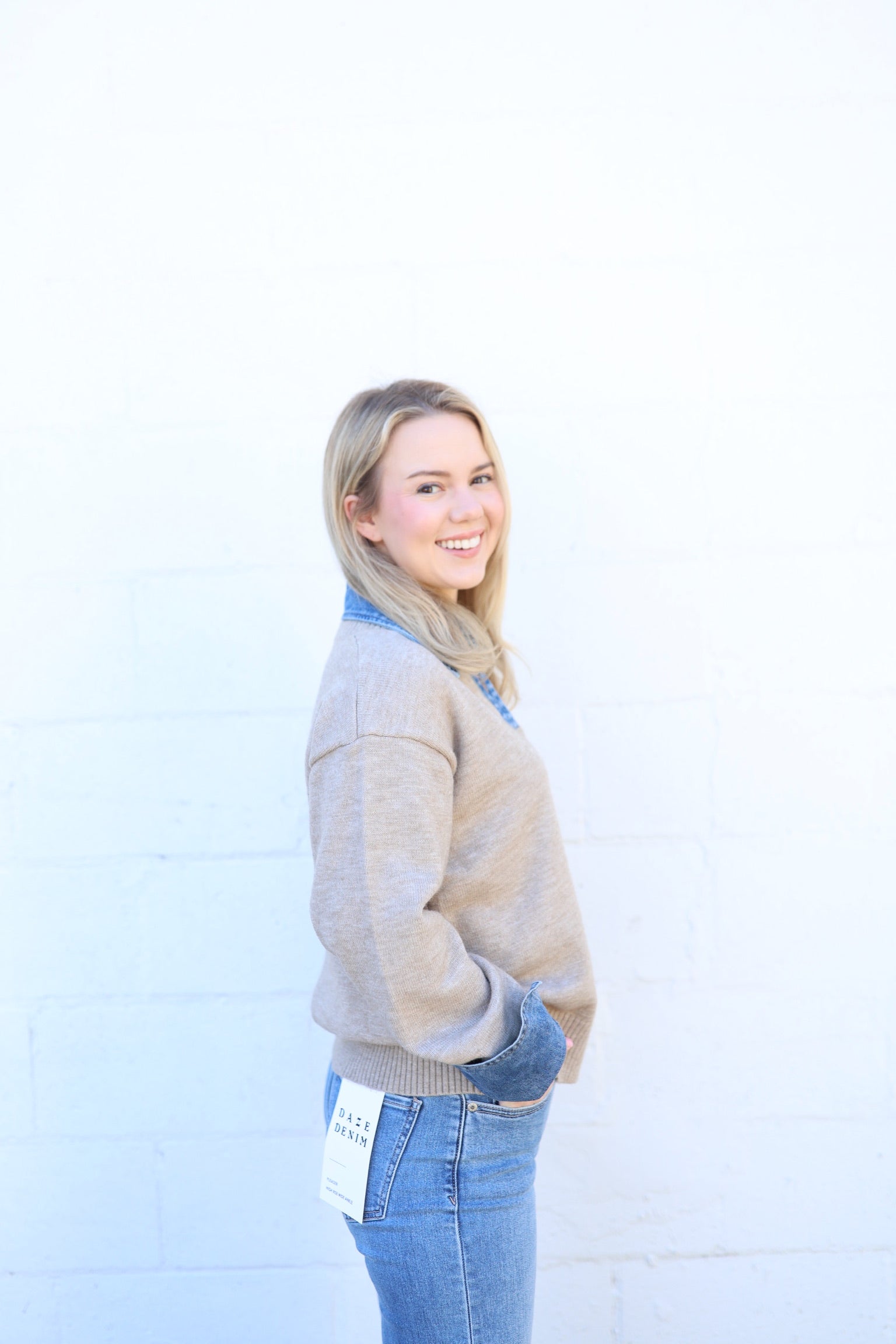 Oatmeal Denim Novelty Sweater