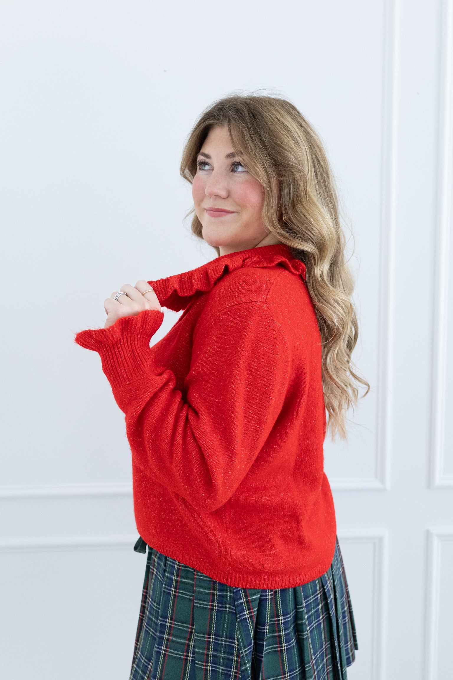 Red Christmas Ruffle Sweater