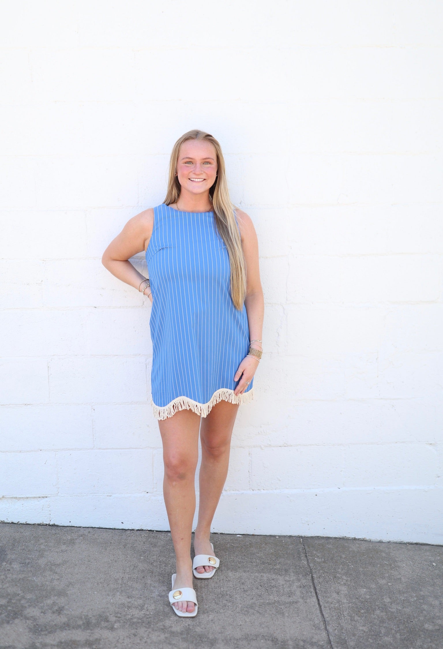 French Blue Fringe Dress