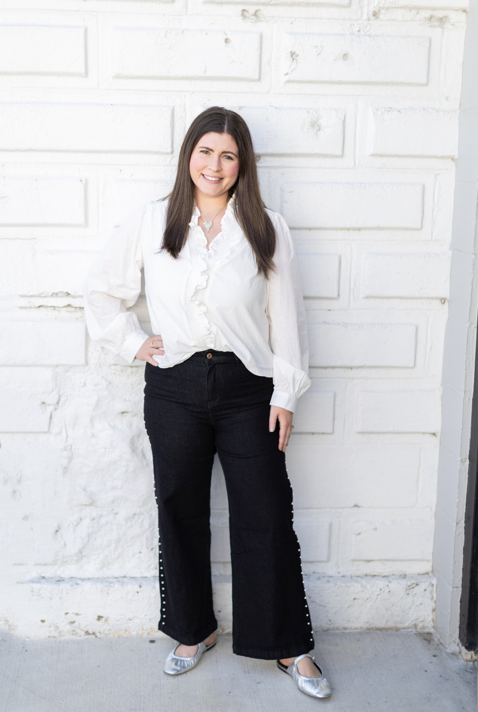 White Ruffle Top