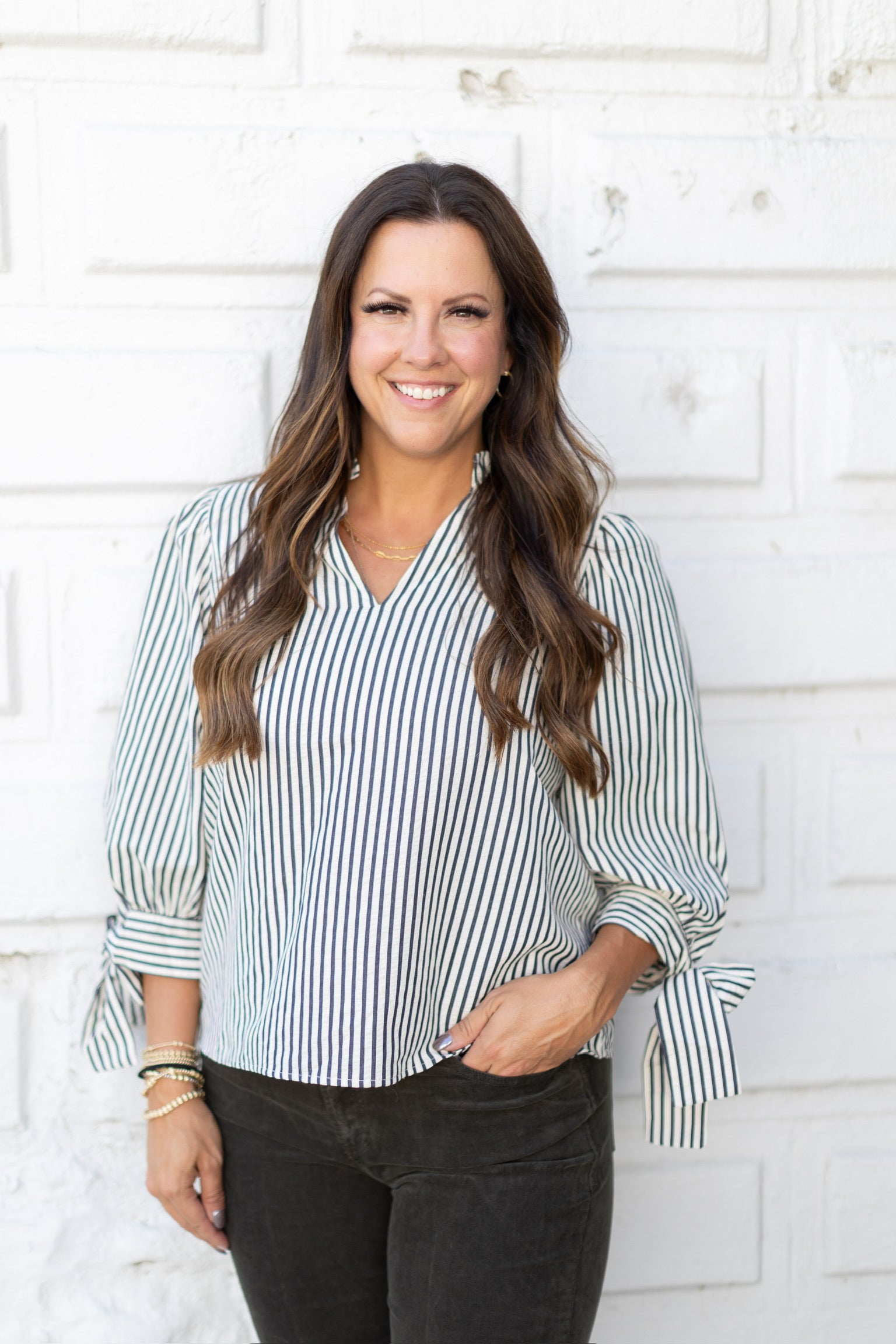 Shelly Stripe Bow Top