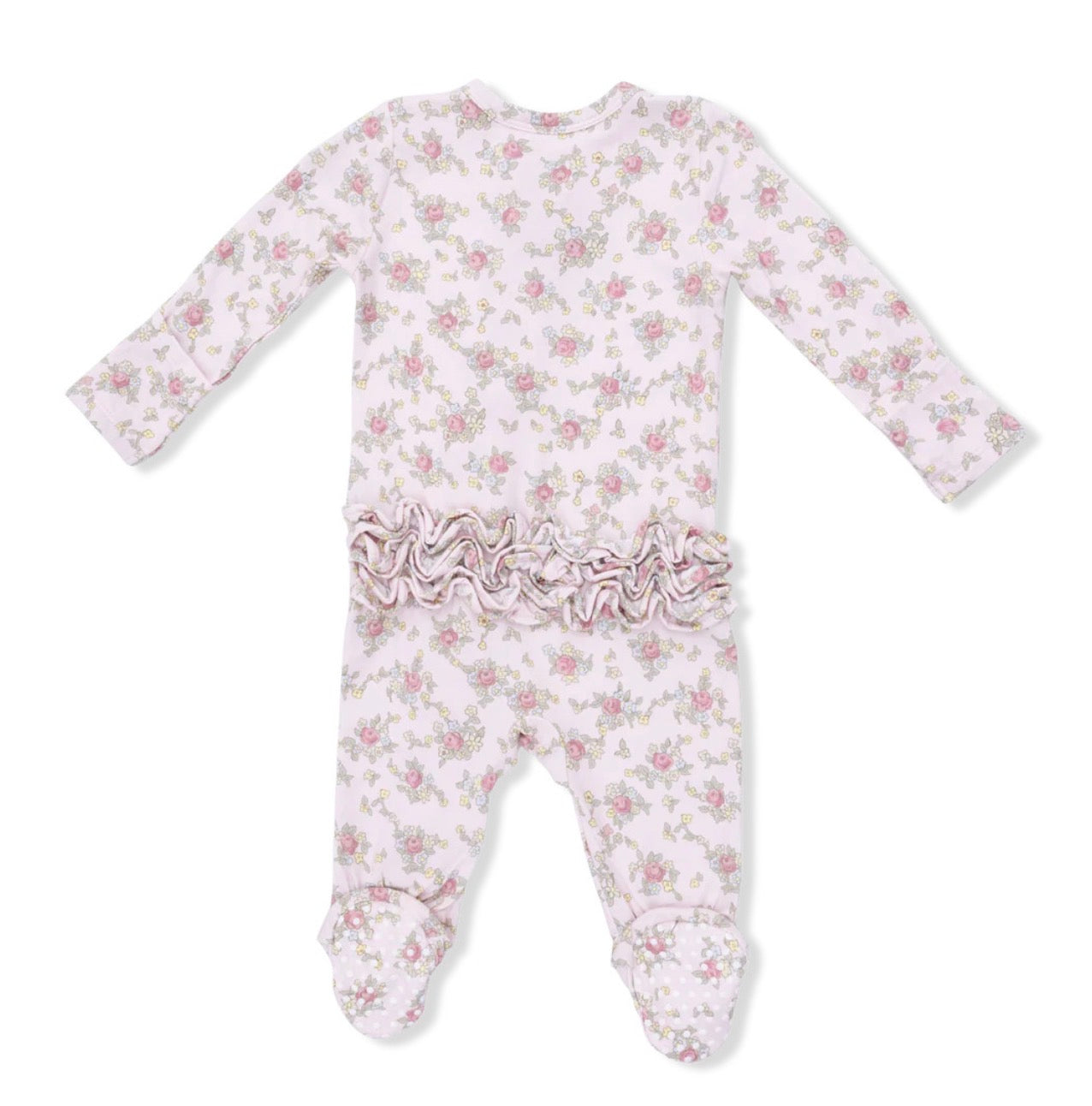 Edith's Rose Garden Ruffle Zipper Footie