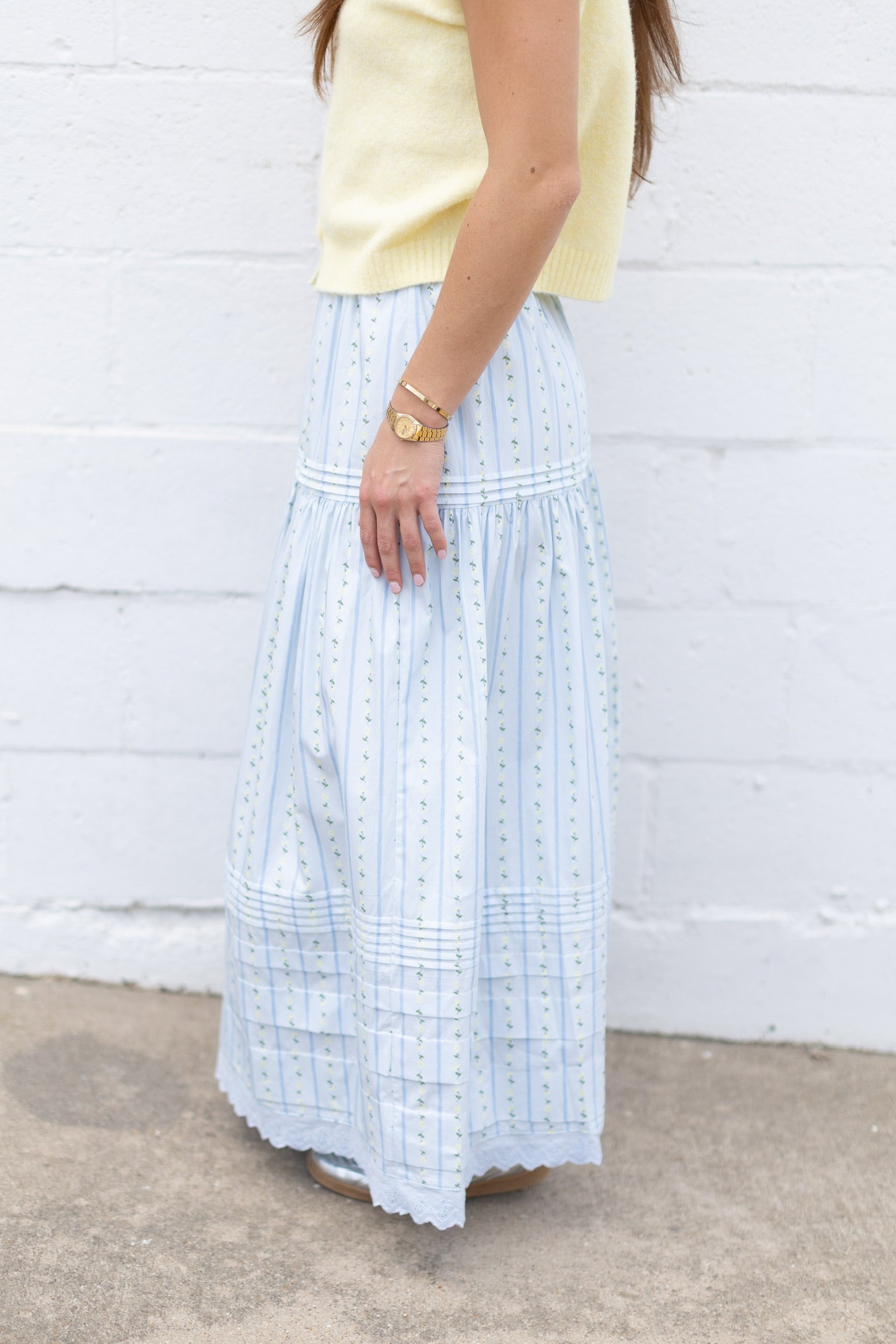 Floral Stripe Maxi Skirt