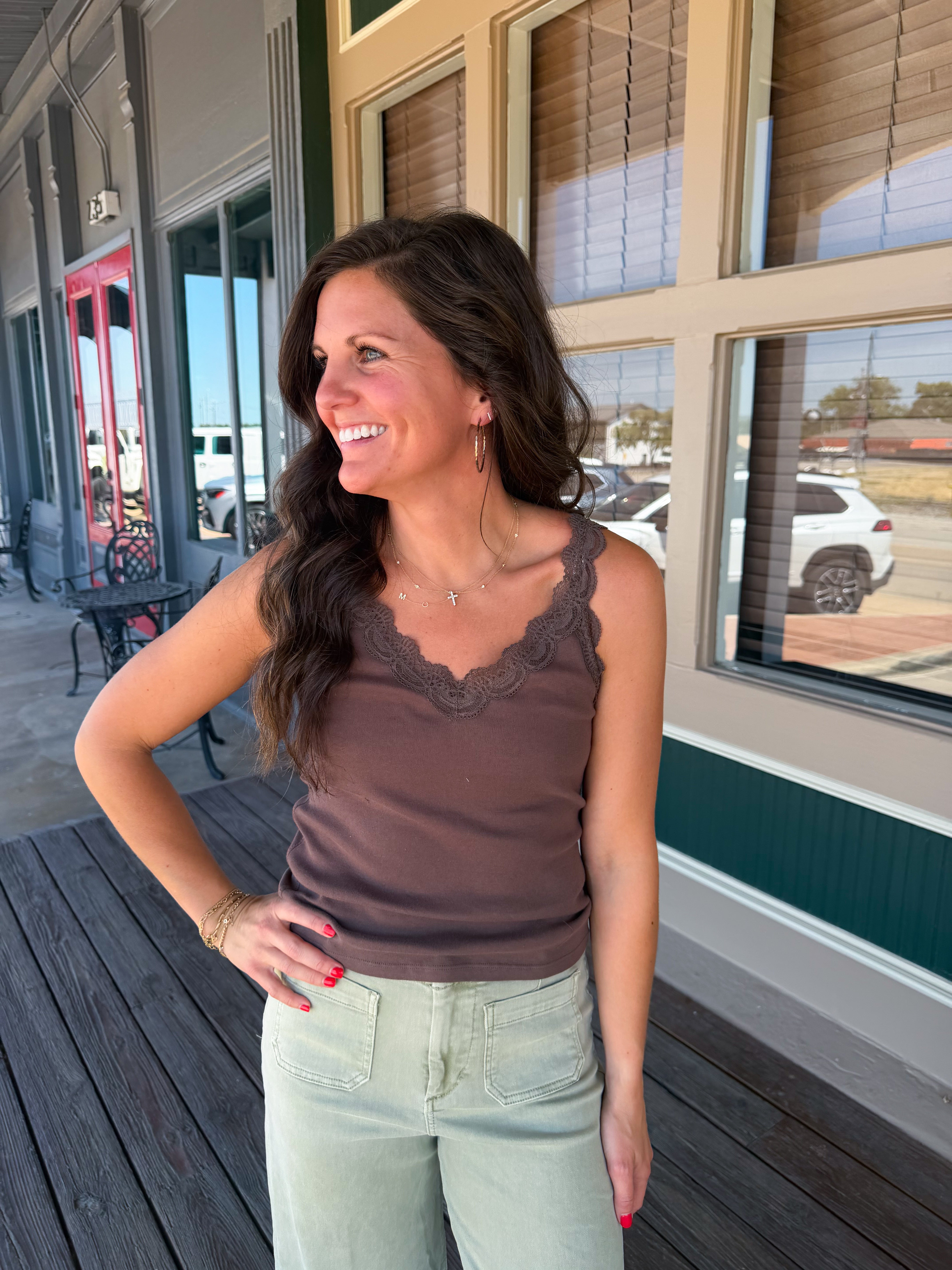Cocoa Latte Eve Lace Tank