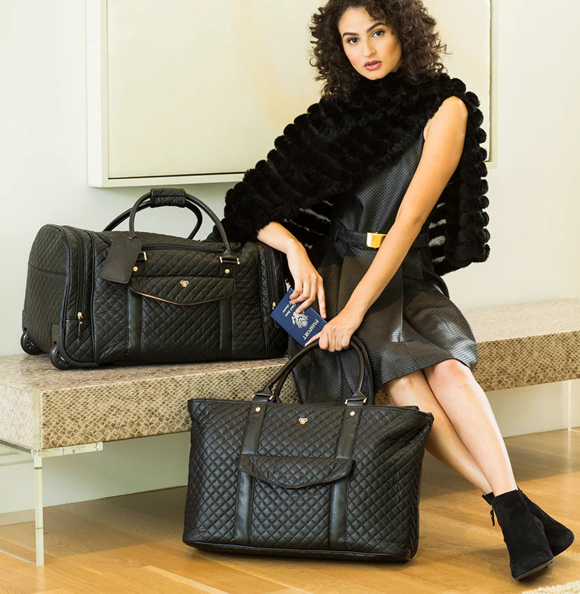 Black Quilted Vip Travel Tote