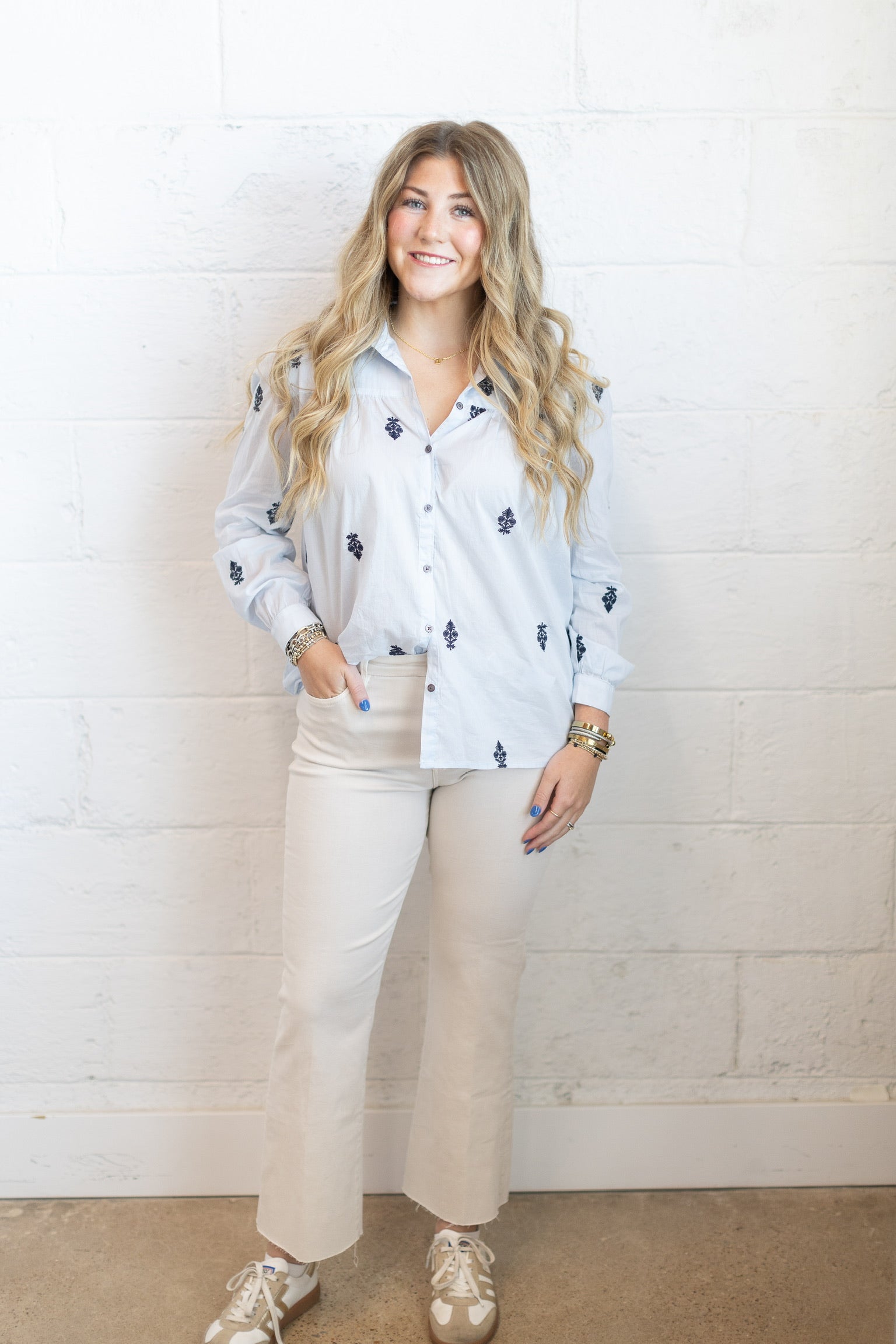 Nasrin Milky Blue Top