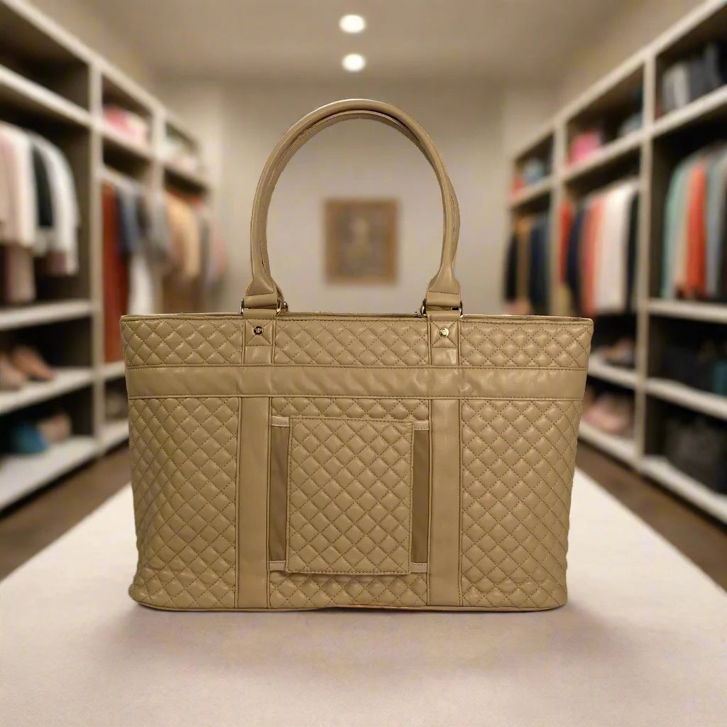 Nude Quilted Vip Travel Tote