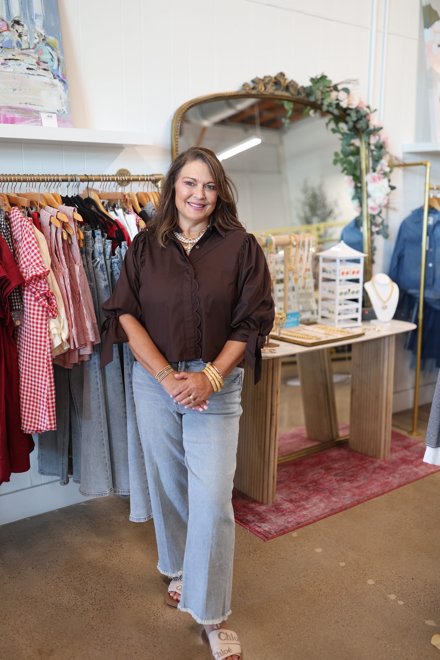 Blythe Brown Scallop Blouse