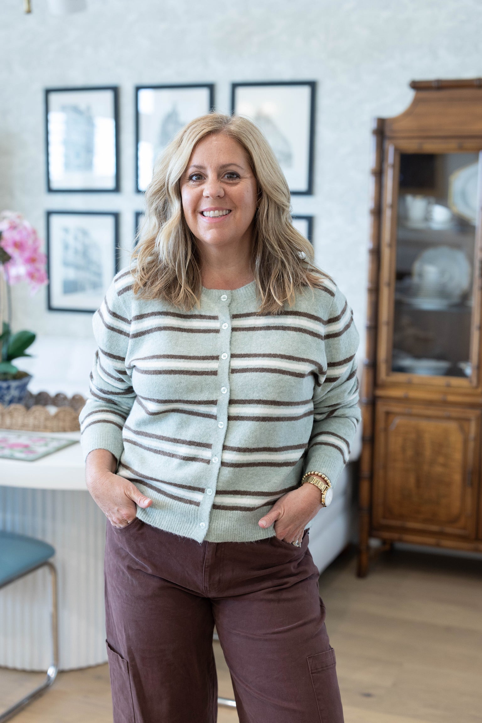 Aqua Cloud Medina Stripe Cardigan