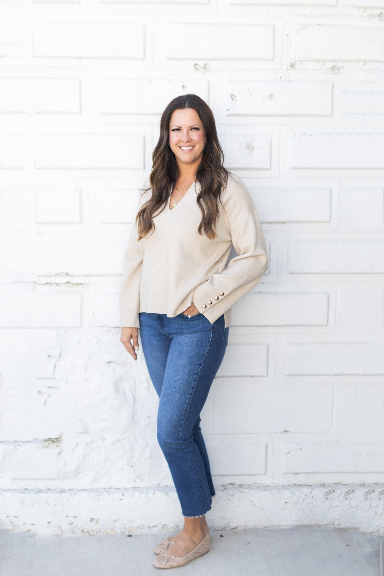 Oatmeal Gold Button Sweater