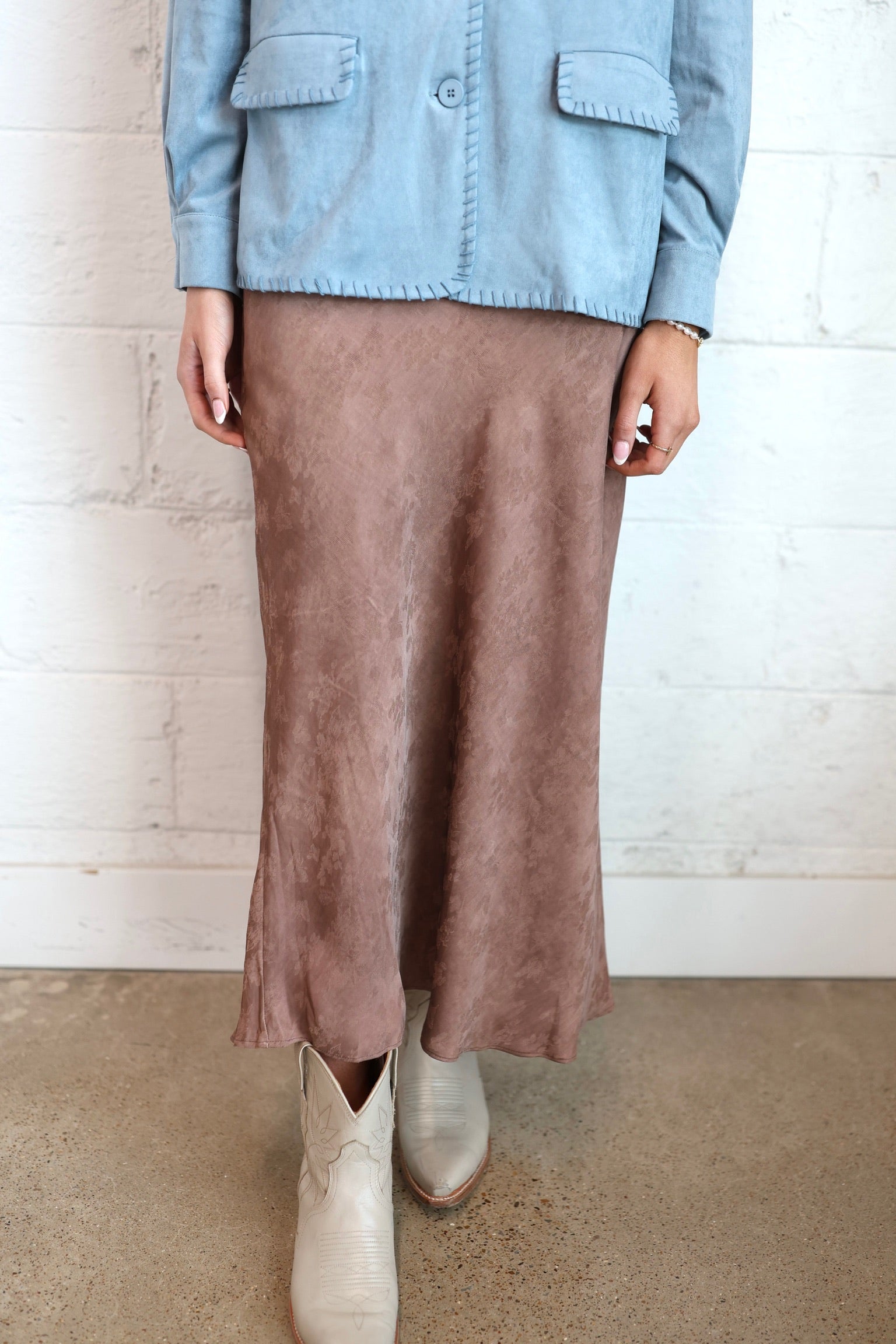 Floral Jacquard Midi Skirt