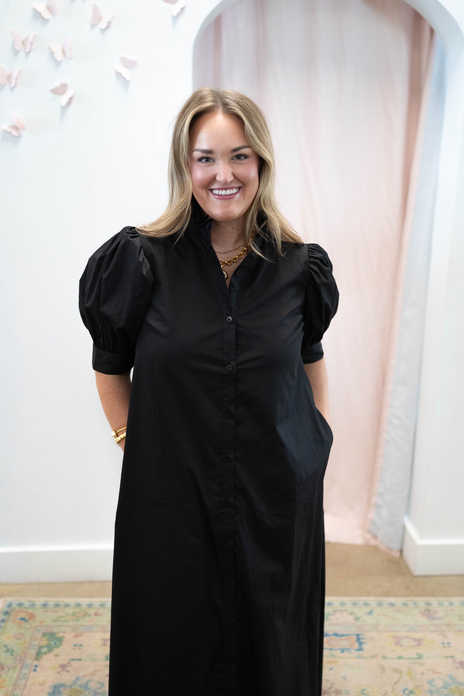 Louise Ruffle Neck Maxi Dress