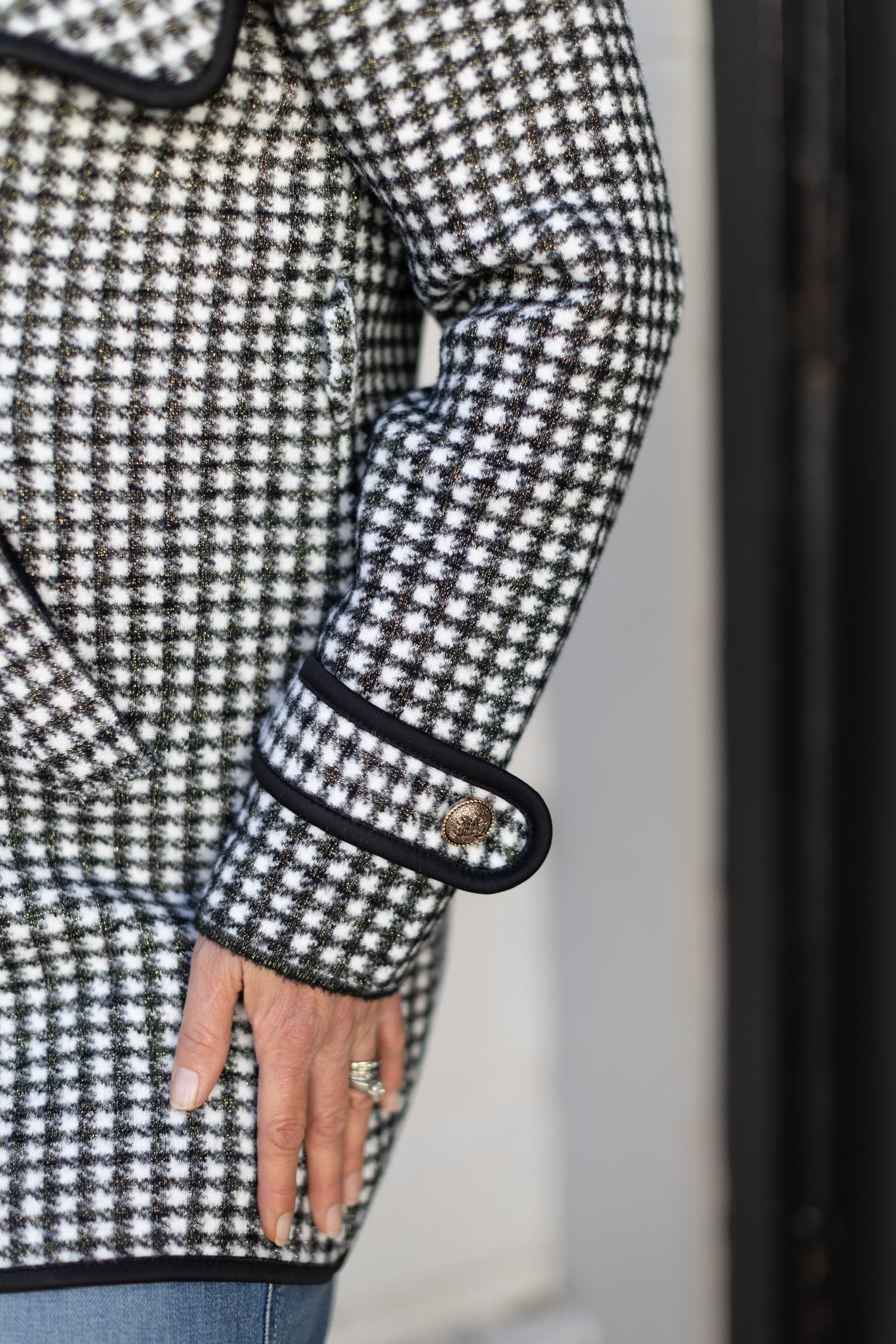 Houndstooth Tie Sweater Jacket