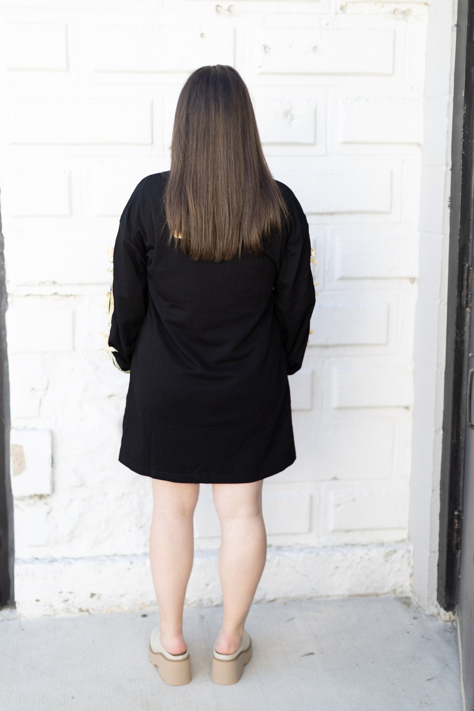 Velvet Bow Sweatshirt Dress