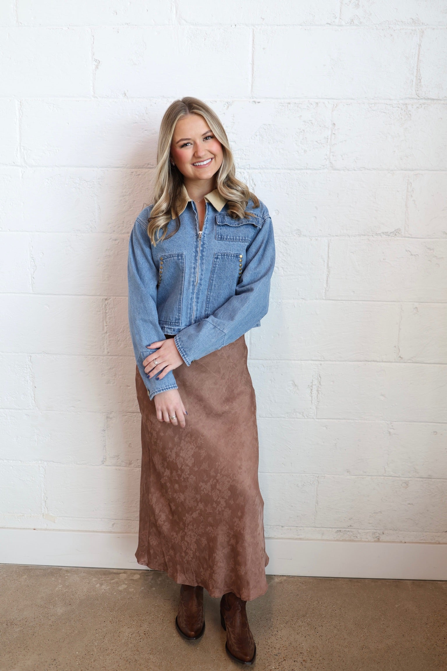 Floral Jacquard Midi Skirt