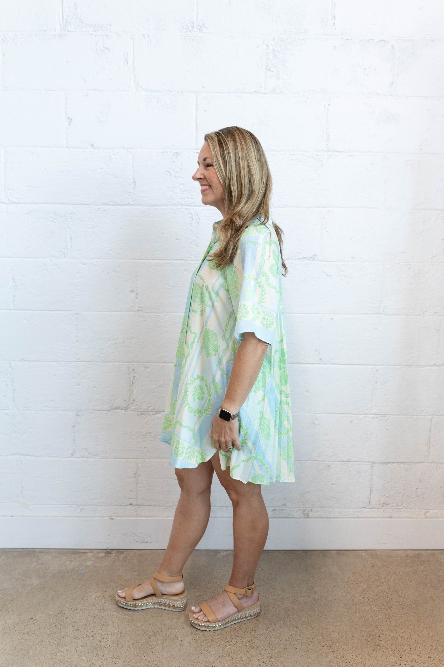 Seashell Stripe Shirt Dress
